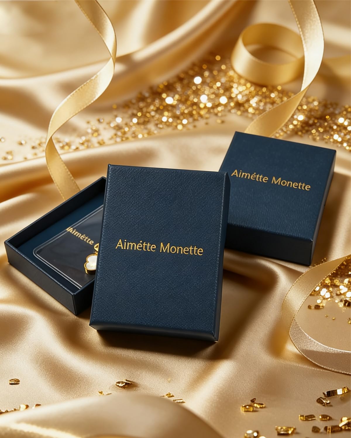 Aimétte Monette Dainty Four Leaf Clover Necklace for Women 18K Gold Plated Necklaces for Women Trendy Lucky Simple Women's Jewelry Sets Gifts Birthday Valentine's Day 3Pcs