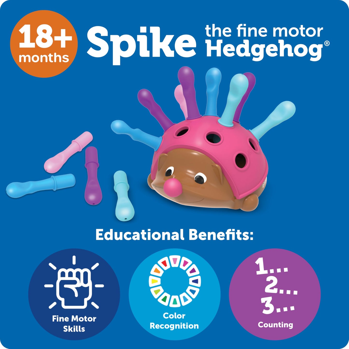 Learning Resources Spike The Fine Motor Hedgehog Pink - Toddler Montessori Toys, Stacking Shape, Gifts For Boys and Girls, Pattern Sensory Bin, Sorting Activities, Educational Games, Kindergarten