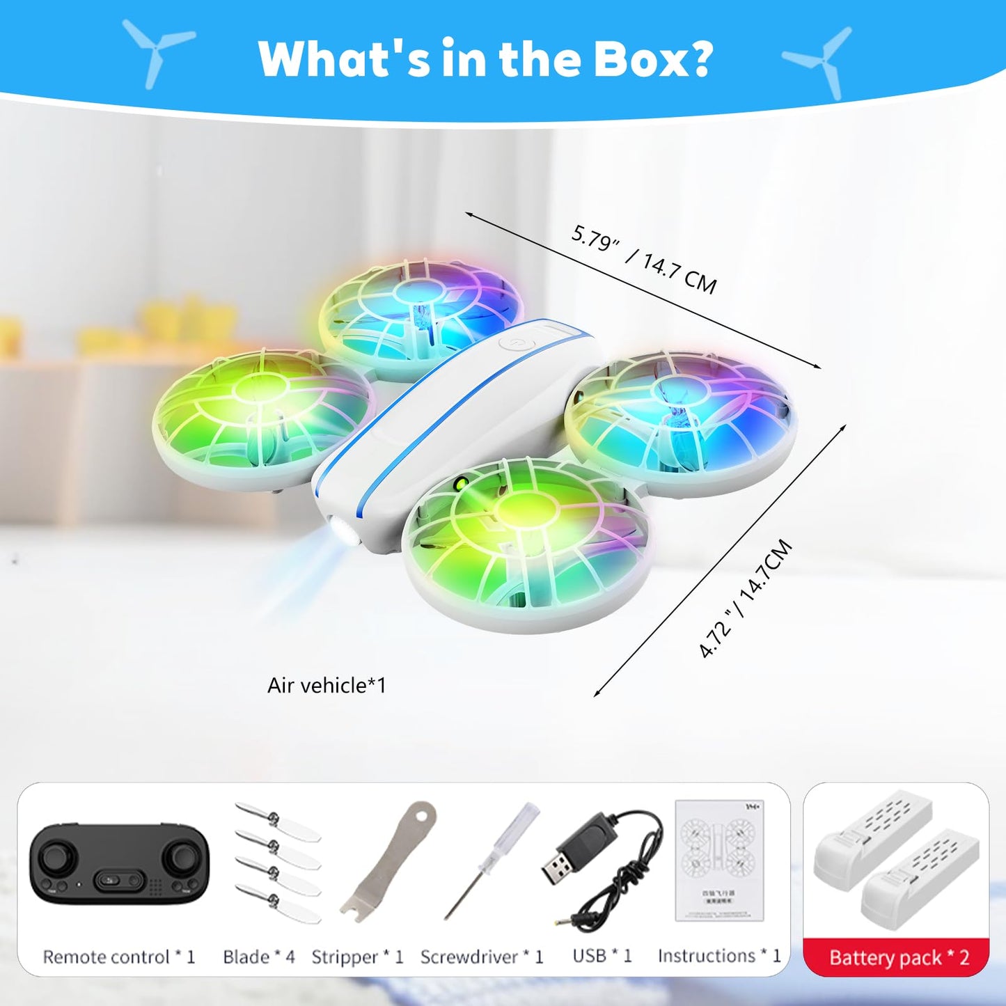 RC Drone for Kids and Beginner, Small RC Quadcopter with Lights and 3D Flip, Altitude Hold, Headless Mode, Propeller Full Protect, Easy to Fly Toys Drone for Kids Boys and Girls Gift (White)