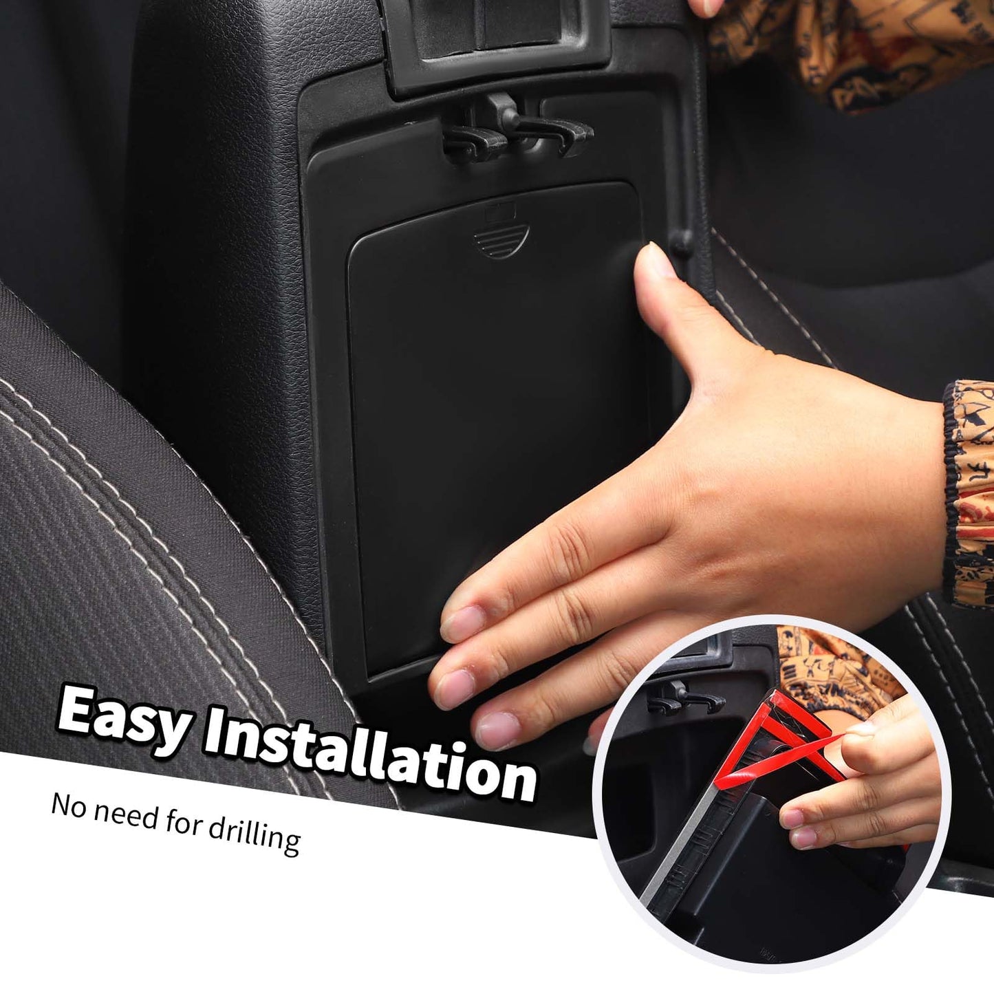 Jimen Armrest Hidden Storage Box Compatible with Jeep Wrangler JK & Unlimited 2011-2018, Center Console Organizer Tray Secret Compartment (Black)