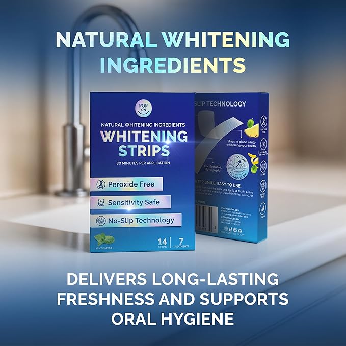 Whitening Strips for Sensitive Teeth β Enamel Safe, Peroxide-Free Coconut Teeth Whitening Strips with Natural Enzymes β Gentle White Stips for Sensitive Gums (14 Count, Mint)