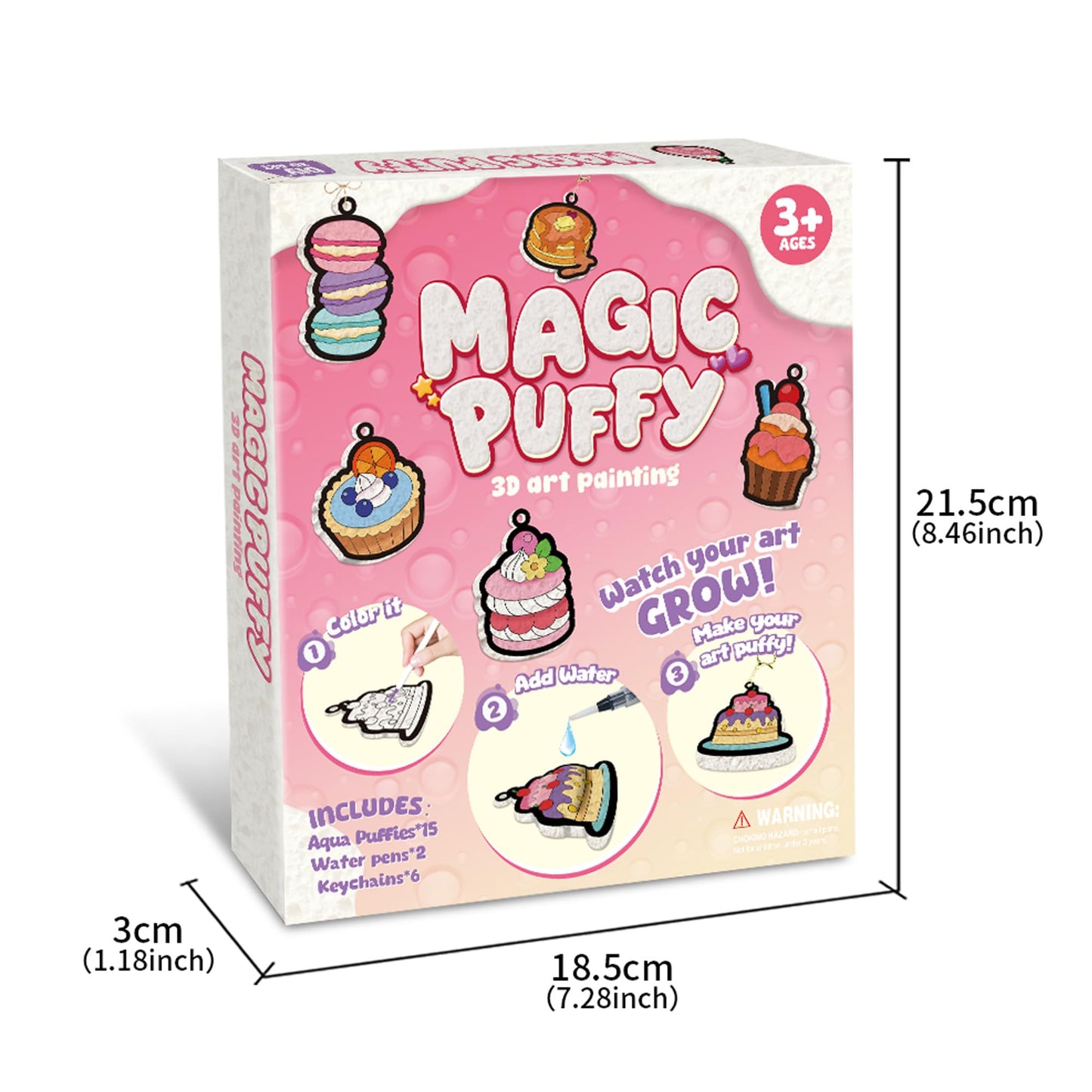 MZYTOZA 3D Art Craft Aqua Magic Puffs Paint Kit - Magic Foam Texture Painting Kit, 15 Mess-Free Paint by Number Craft for Kids, Christmas Gift Idea & Stocking Stuffer(Dessert Style)