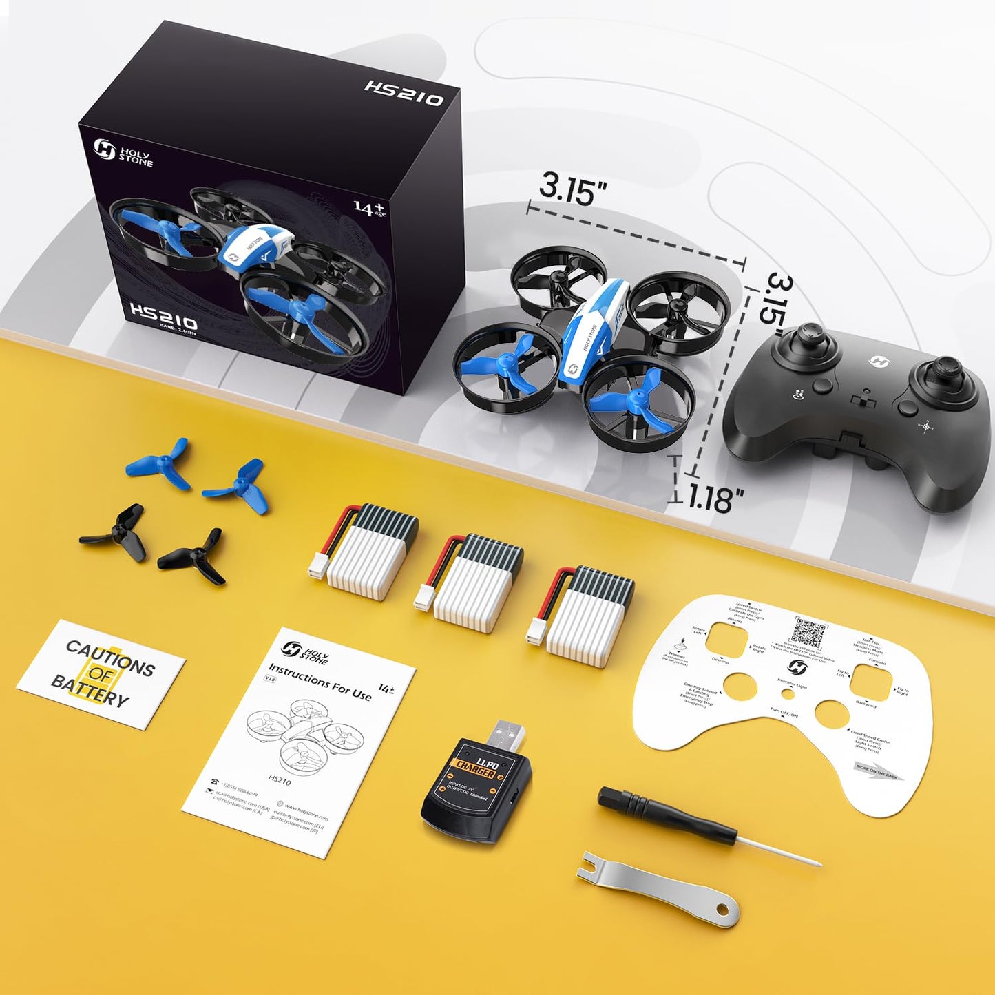 Holy Stone Mini Drone for Kids and Beginners RC Nano Quadcopter Indoor Small Helicopter Plane with Auto Hovering, 3D Flips, Headless Mode and 3 Batteries, Great Gift Toy for Boys and Girls, HS210 Blue