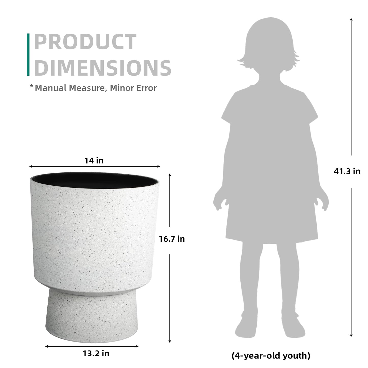 Autodaya 16.75" Tall Pedestal Planters Set of 2, Modern 2-in-1 White Terrazzo Urn-Style Flower Pots, UV-Protected Large Plant Containers for Indoor/Outdoor Garden Patio Balcony Decor