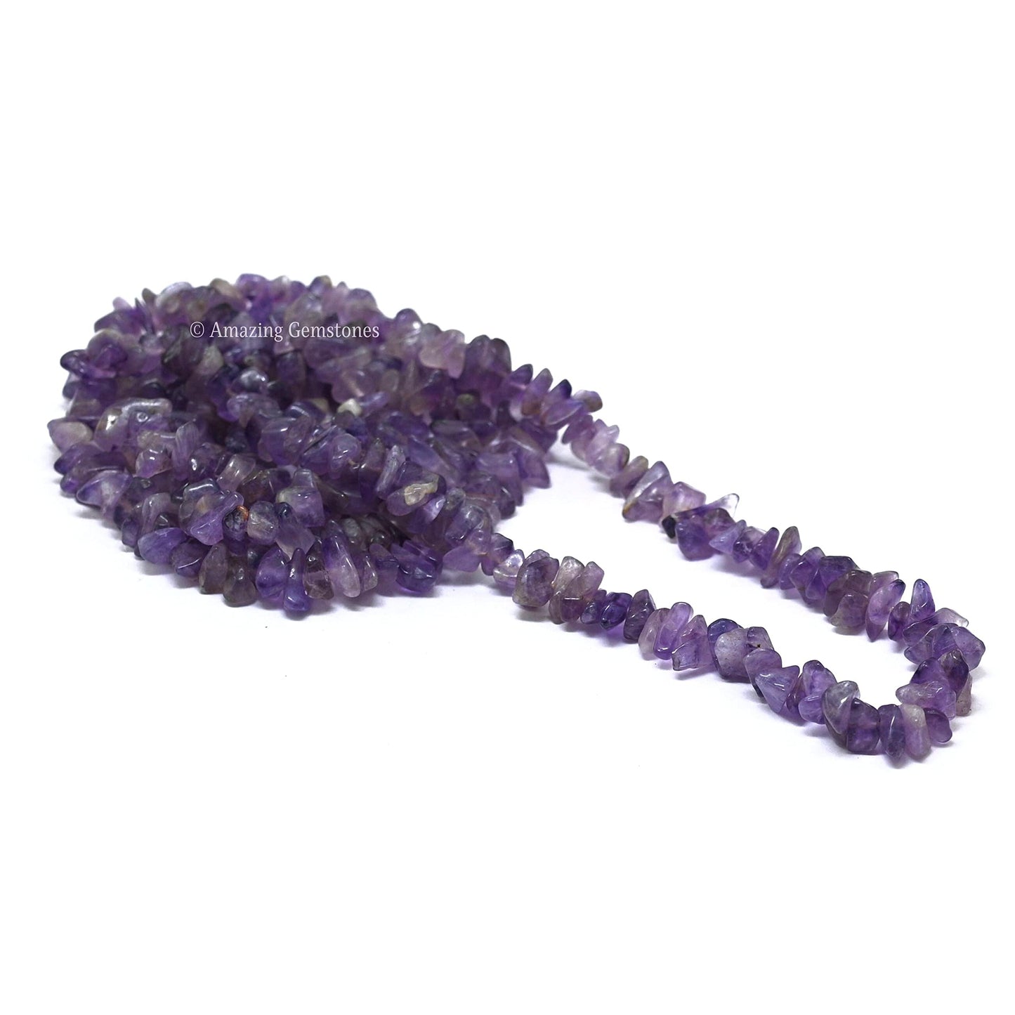 Amethyst Pre Drilled Natural Crystals Crushed Chips Beads for Jewelry Making, DIY Handmade Healing Crystals (25 Inch Strand)
