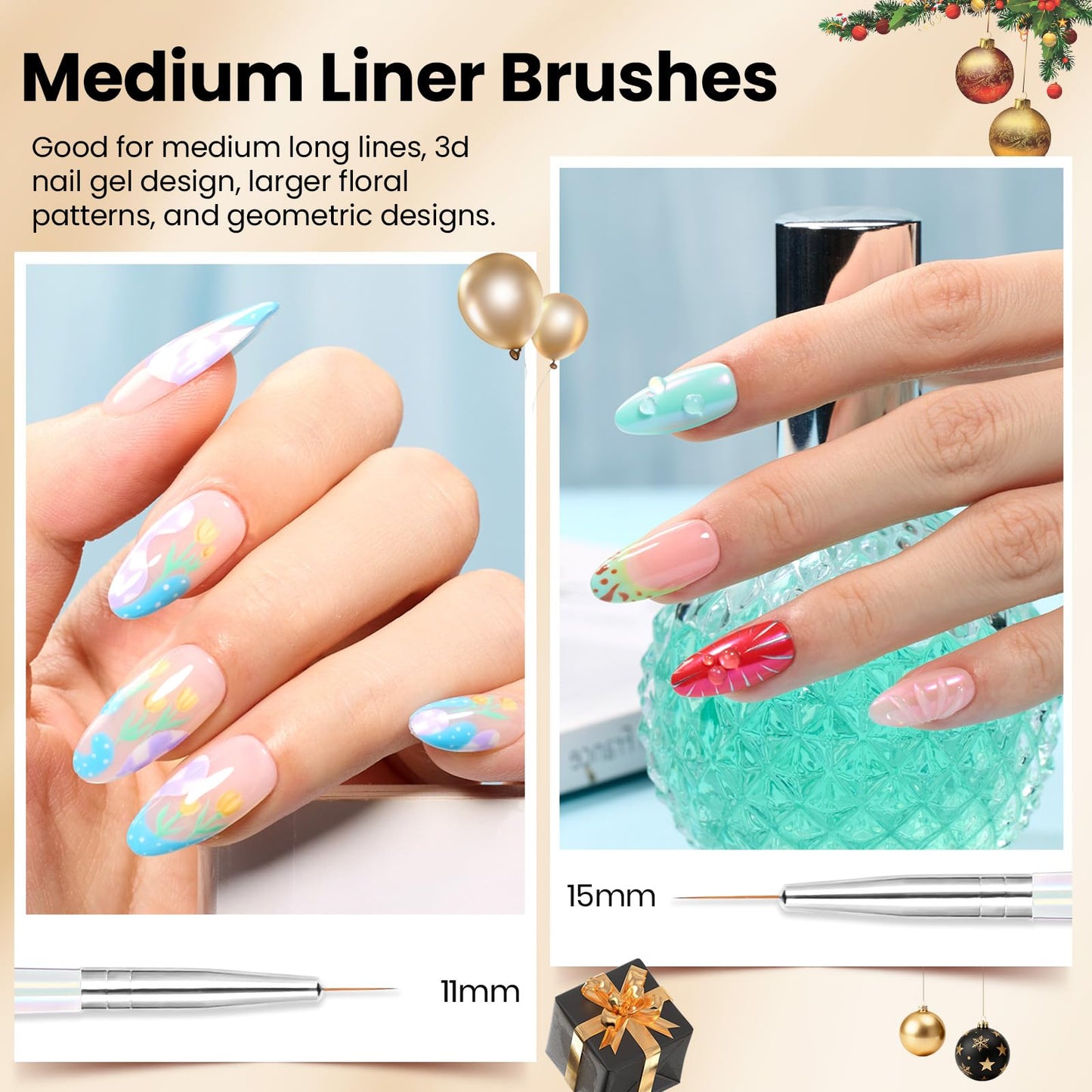 Beetles Nail Art Brushes 25pcs - Confetti Pens Daul Ended Dotting Tools & 5pcs Nail Art Liner Brushes Set Painting