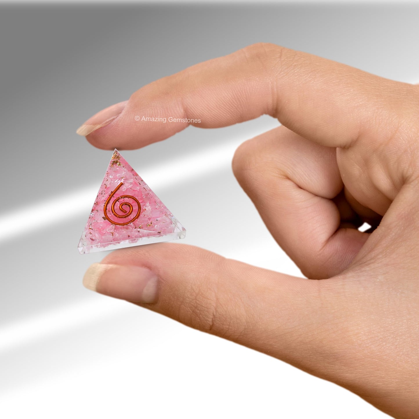 Amazing Gemstone Rose Quartz Orgone Pyramid - 30mm Small Orgonite Pyramids with Crystals and Healing Stones - Authentic Organite Gifts
