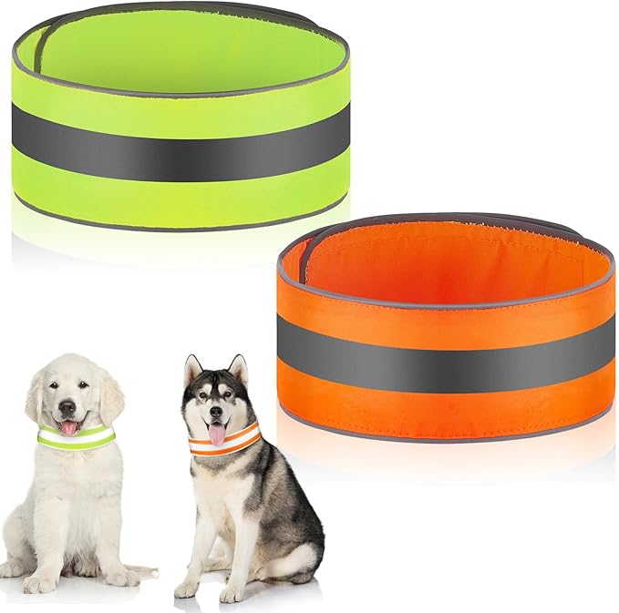 Paterr 2 Pcs Reflective Dog Collar Adjustable for S M L Dogs,Stripe