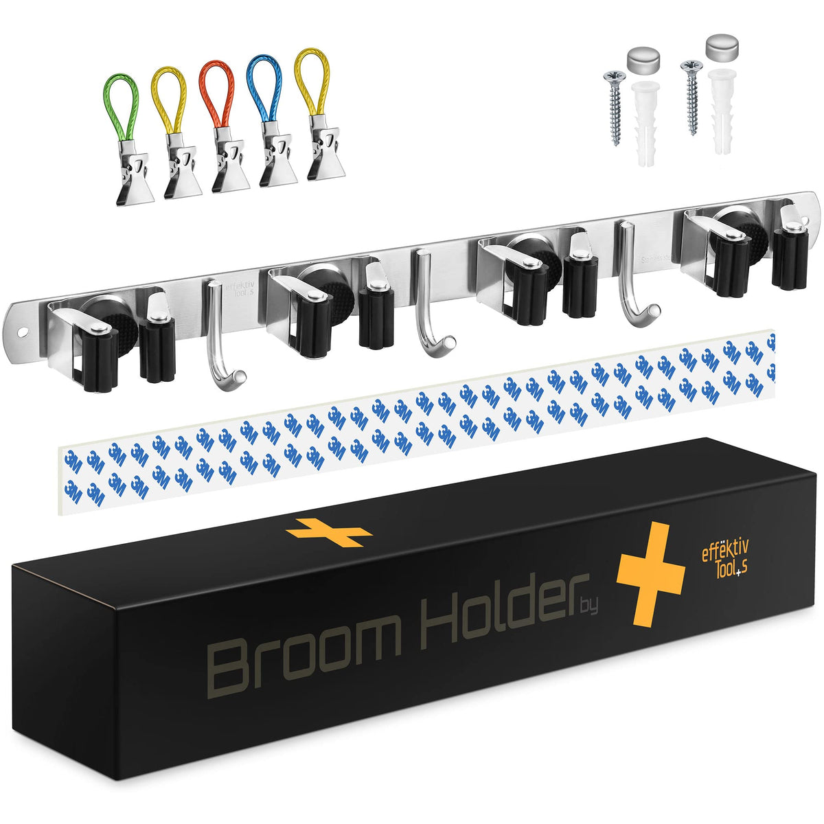 2 Pack Wall Mount Hanger for Brooms & Mops (2 Count)