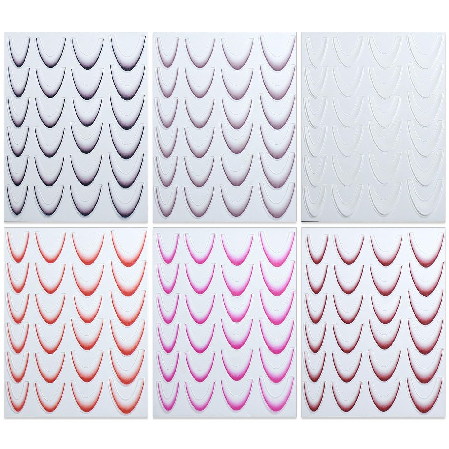 IDDFEVE Gradient French Line Nail Art Stickers - 6 Colors Self-Adhesive Curved Stripes Nail Decals, French Tips Guides Designs for DIY Manicure (6 Sheets)