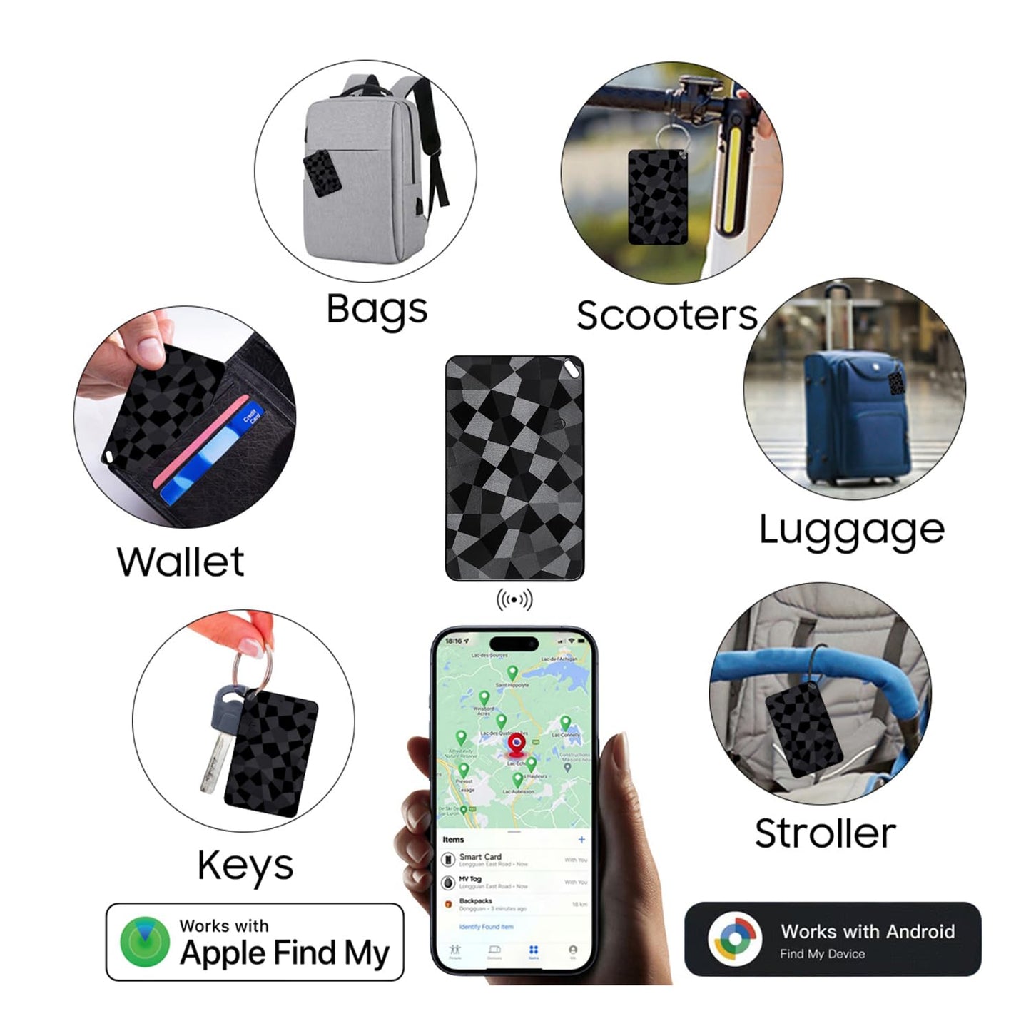 Reyke 2026 New Wallet Tracker for Both iOS & Android Phones, Dual System Rechargeable Tracking Card Compatible with Apple Find My & Google Find Hub Device for Luggage, Passport, Purse Gift
