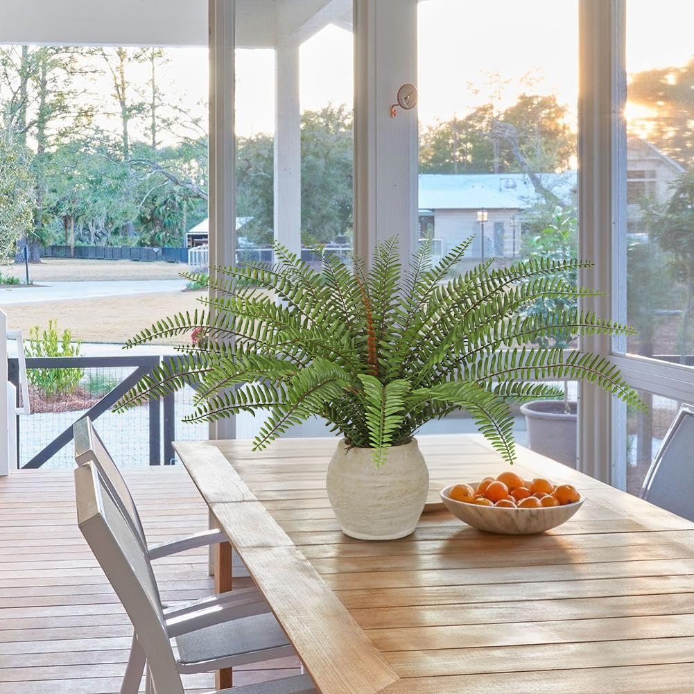 Briful Fake Boston Fern Plant in Rustic Terracotta Pot, 15.7" Faux Ferns Potted Greenery Artificial Plants Indoor for Home Office Room Kitchen Table Decor