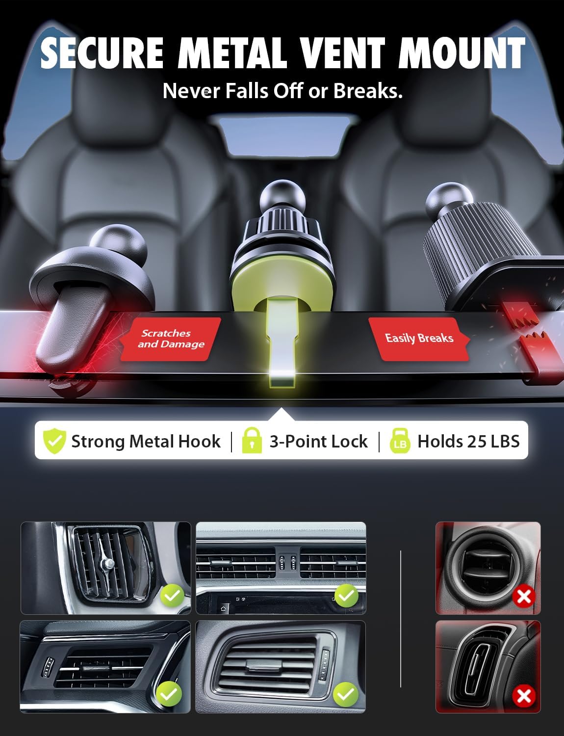 Bracketron MagSafe Car Mount,MagAlign Pro Extend Magnetic Phone Holder for Car Windshield & Dashboard & Vent,360° Vacuum Suction Cup Phone Mount for iPhone 16 Pro Max 15 14 13 12,Car Accessories.