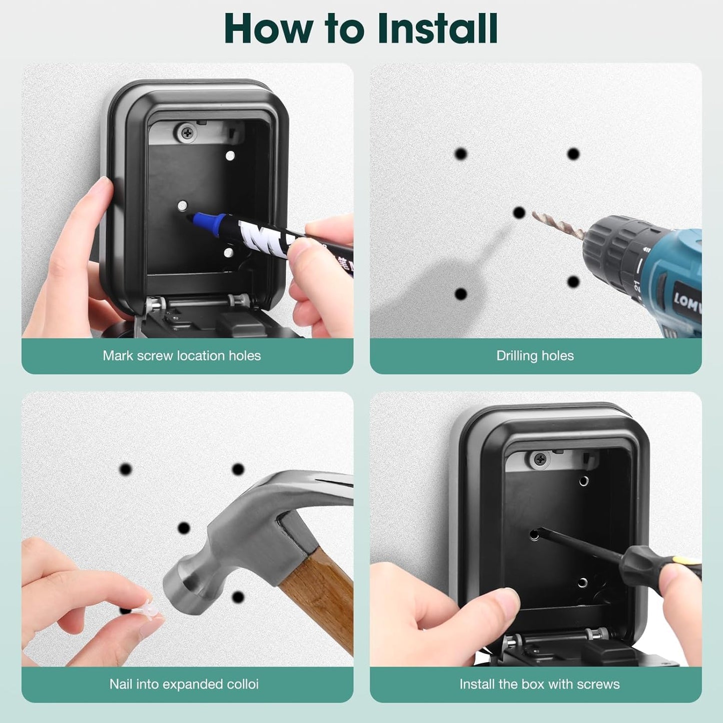 Thlevel Smart Key Lock Box Electronic Bluetooth Lock Box with Tuya APP Control & PIN Code Types,Share eKey Wall Mounted Lock Box for Airbnb Realtor House Office