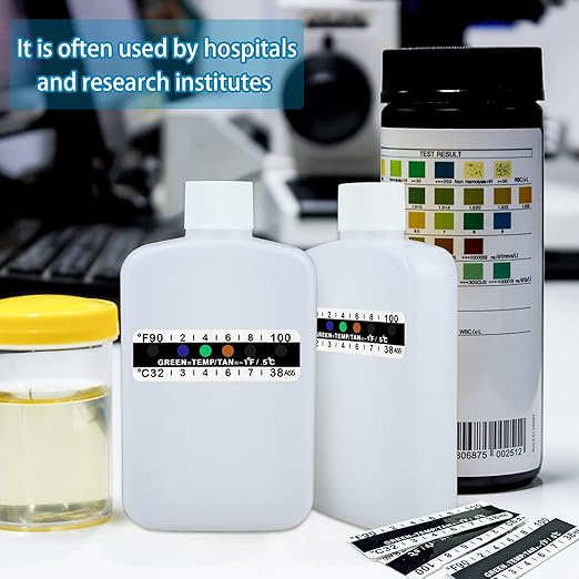 14 Pcs Urine Test Complete Kit Includes 2 White Portable Empty Bottles, Thermal Preservation Gel Bag, 10 Adhesive Temperature Test Strips, Neoprene Bag and Hi-Stretch Hidden Leg Straps, Urine Bottle