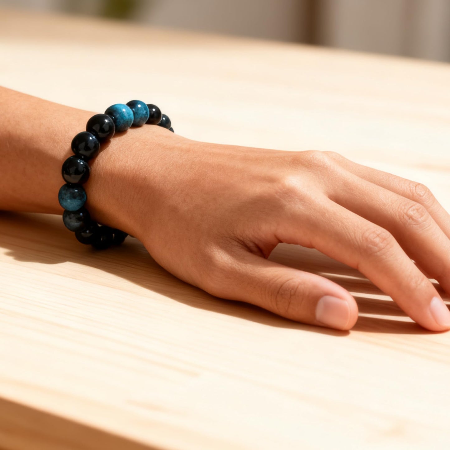 Cryhand Female 8mm Beaded Bracelets For Women Simulated Blue Tigers eye Bracelet for Men Handmade Lucky Money Stretchy Crystal Bracelets Best Gifts