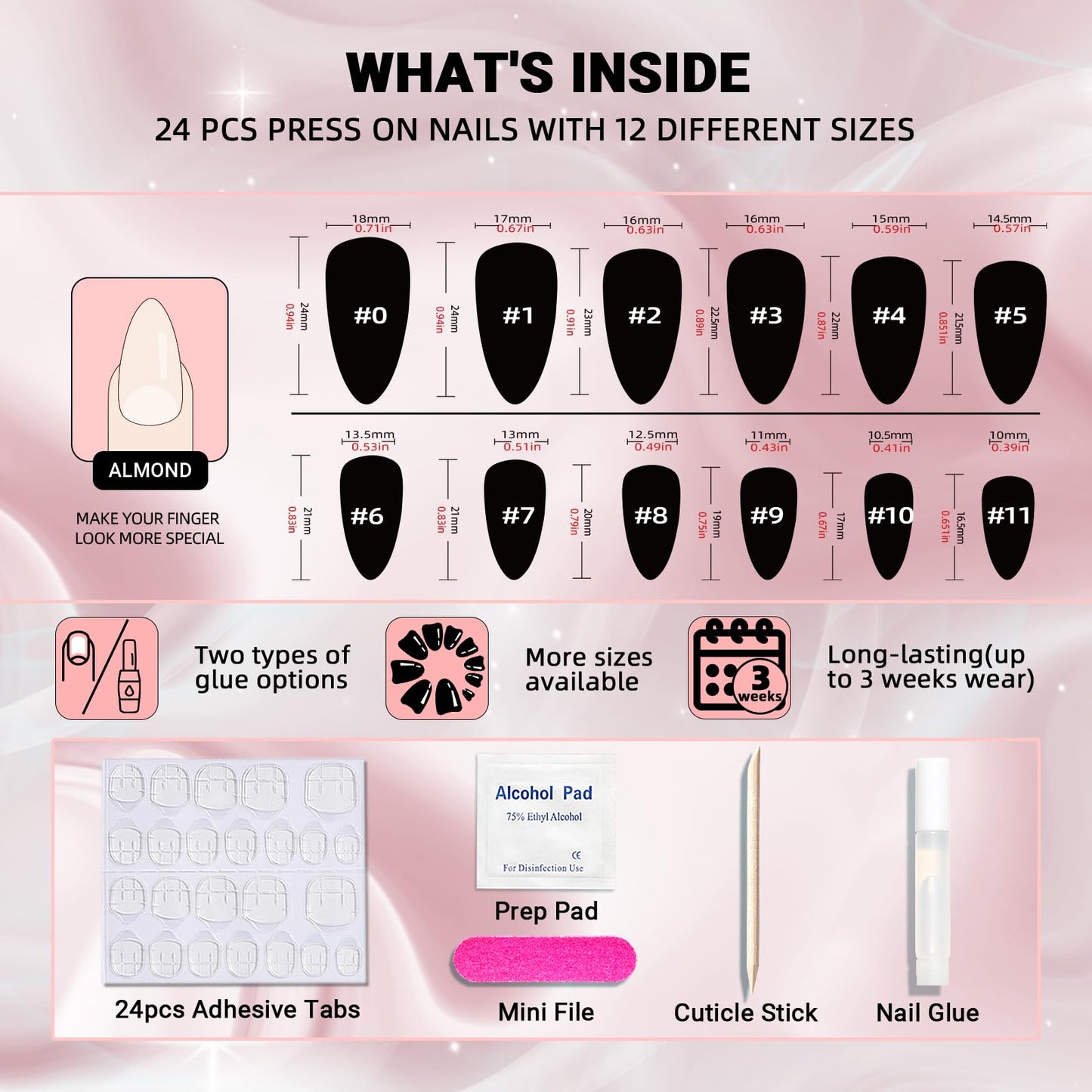 Press On Nails Medium Almond, Metal Mirror Green Handmade Jelly Gel False Nails Kit, Glossy Stick On Nails Tips, Glitter Glue On Nails, Reusable Artificial Nails with Design Manicure for Women Girls