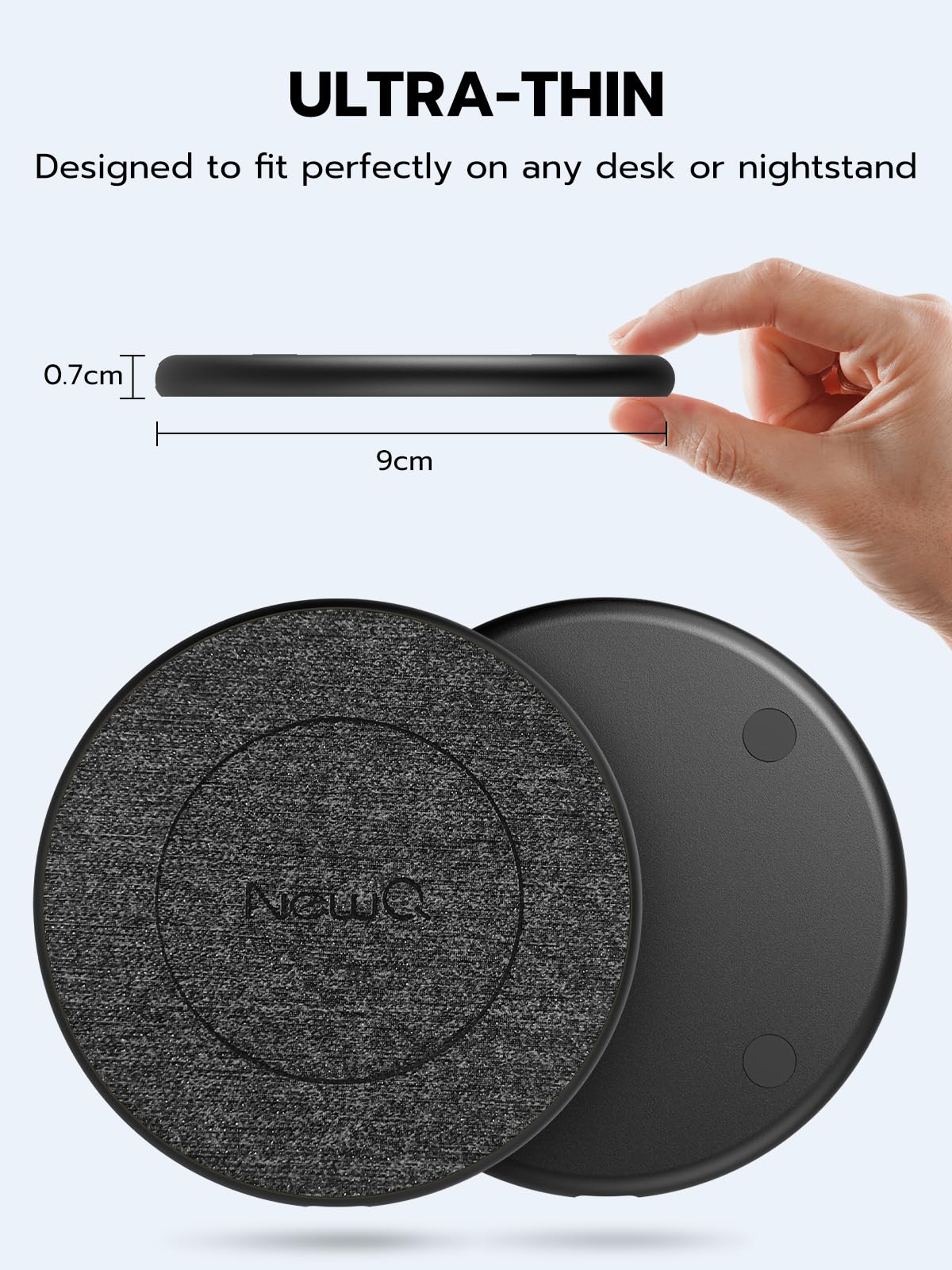 NewQ Wireless Charger, 15W Max Wireless Charging Pad for iPhone 17 16 15 14 13 12 11Mini/SE/Pro/Max/Plus, Samsung Galaxy S23/S22/S21/S20/S10/S9/S8/S7/Note20/10/9/8, Air Pods/Pro/Galaxy Buds/+, 2 Packs