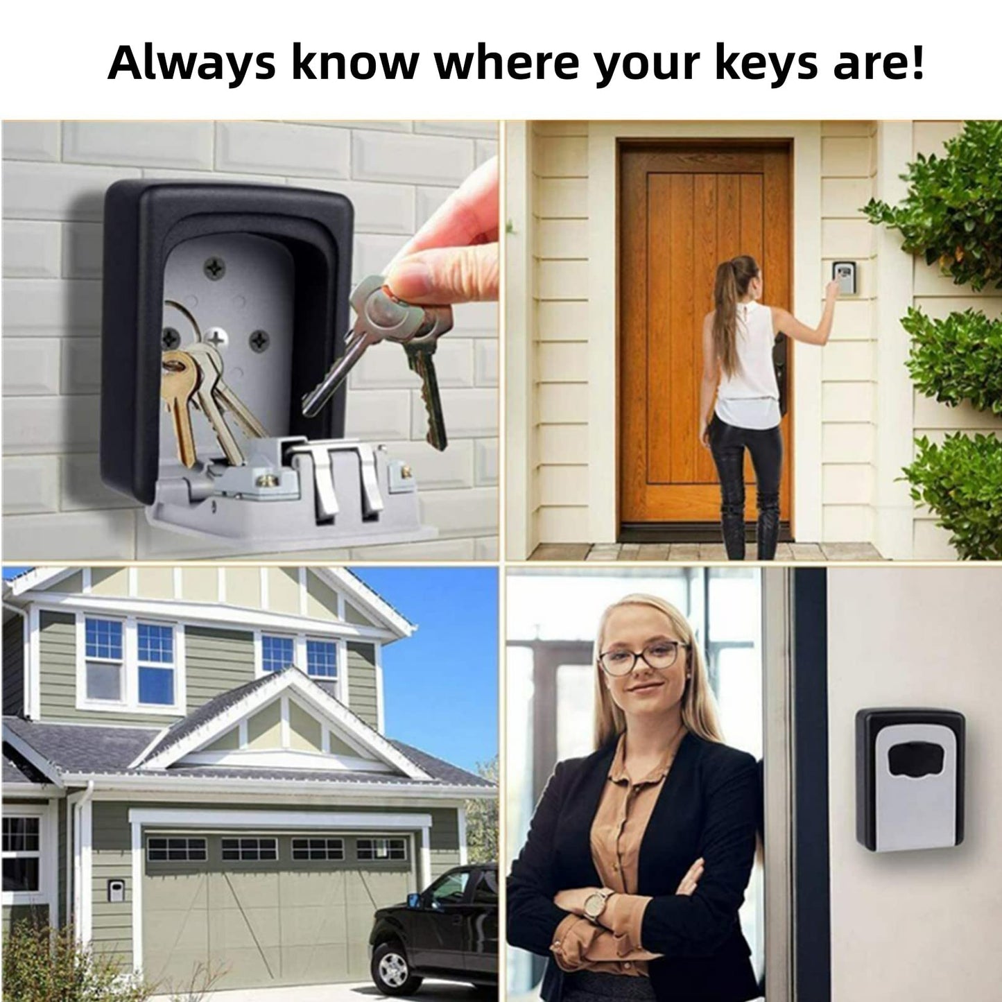 Lospu HY® Key Lock Box, 4 Digit Combination Key Storage Lockbox, Waterproof Wall Mount Key Safe Box for Indoor, Outdoor, Home, Hotels, Airbnb and Schools Grey