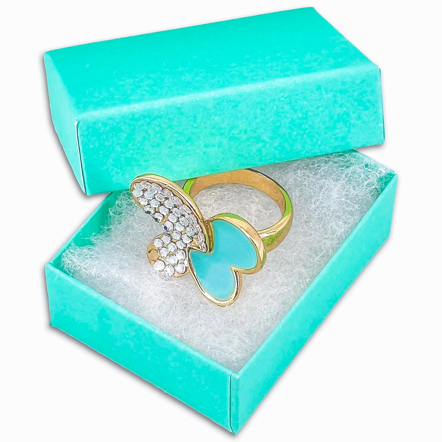 TheDisplayGuys - 25-Pack #11 Cotton Filled Cardboard Paper Jewelry Boxes Gift Case - Teal Green (2.1" x 1.8" x 0.8") - for Shipping or Storage