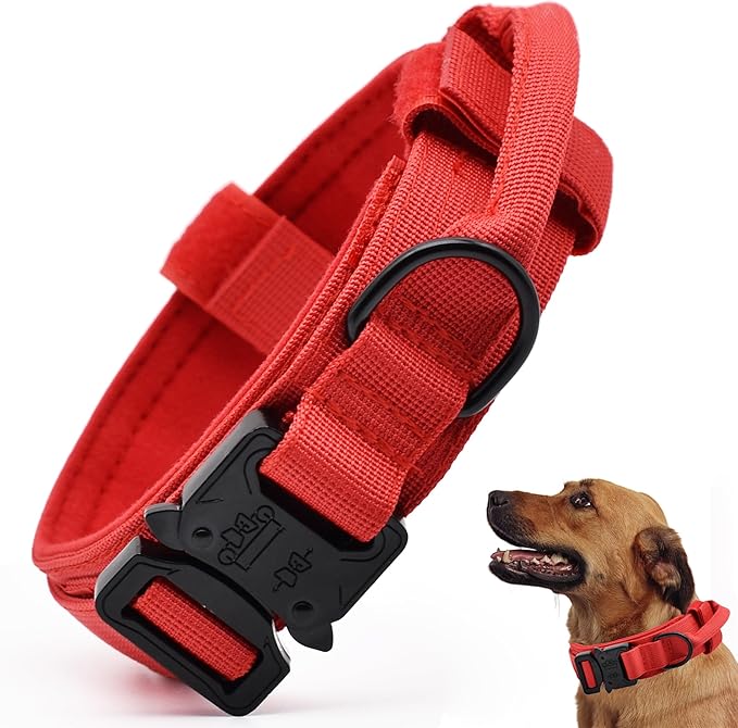 Tactical Dog Collar, Adjustable Military Training Collars, Emerald Green M