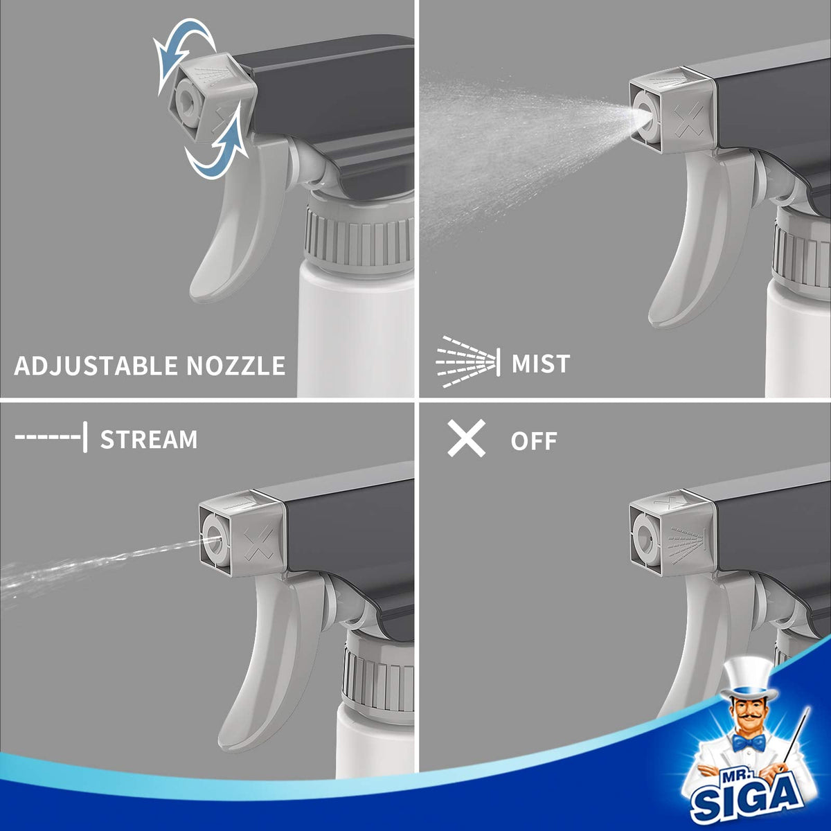 24 oz Empty Plastic Spray Bottles for Cleaning Solutions (3 Count)