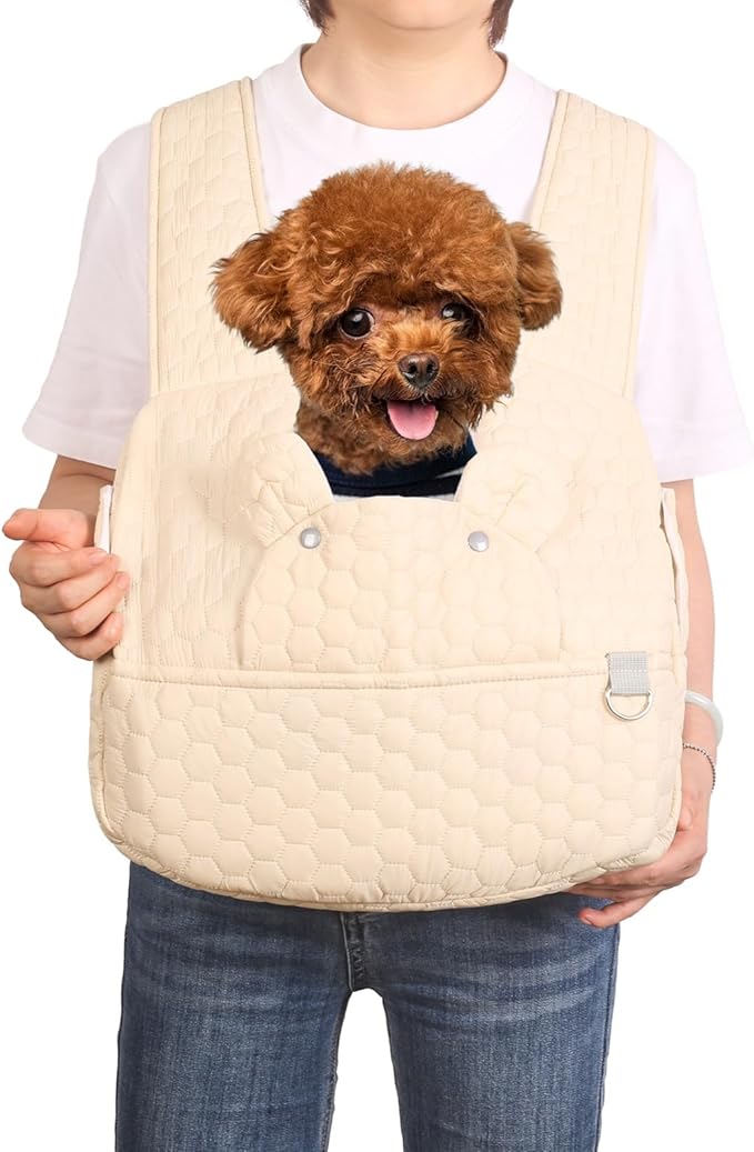 Dog Backpack Carrier for Dogs, Adjustable Strap Cat Carrier Sling, Hands-Free Front Facing Pets Sling Chest, Fit 5-15 Lbs Pets Carrier Backpack for Camping Hiking Traveling Cycling(Light Gray)