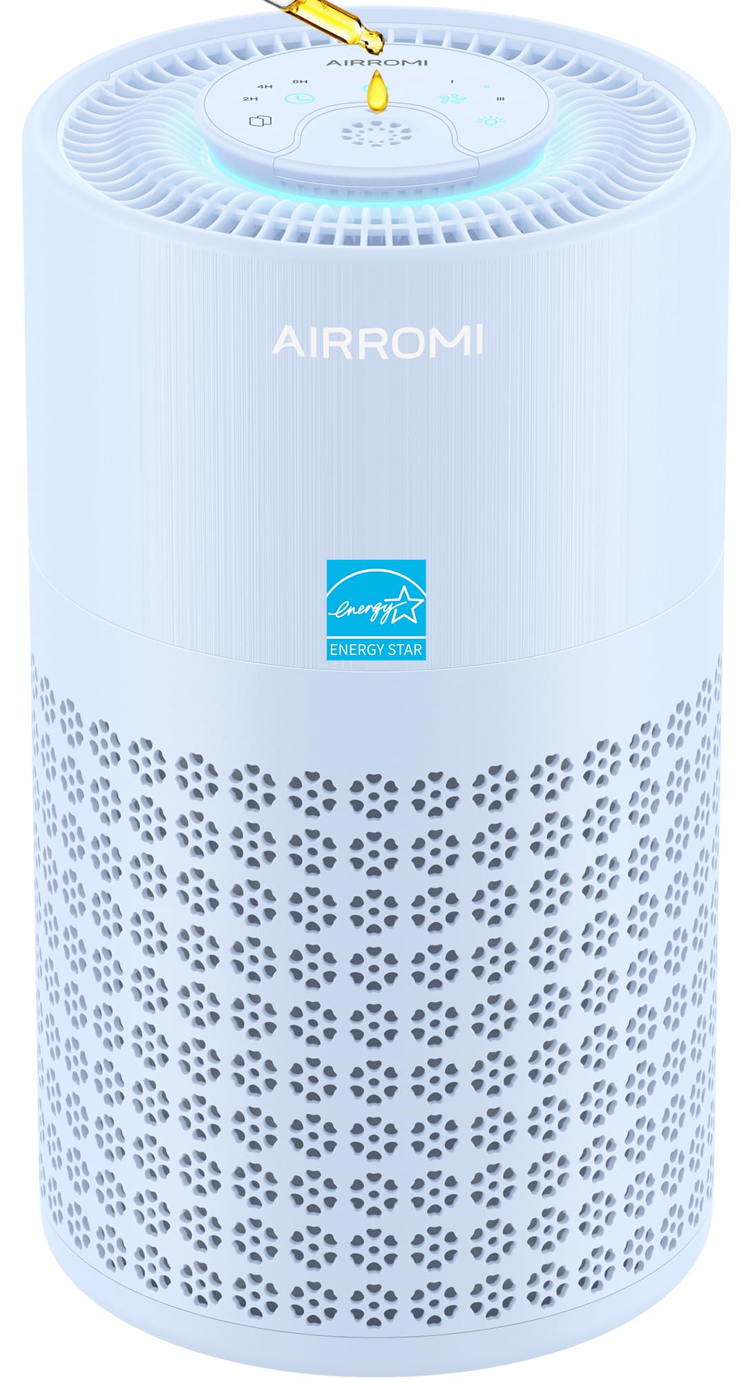 AIRROMI Air Purifier for Bedroom with HEPA 3-in-1 Filter, Pet Air Purifier for Home Cat Pee Smell, Covers Upto 990 Ft², Quiet 360°intake Air Cleaner for Pet Hair,Allergies,Pollen,Smoke A2001 Purple