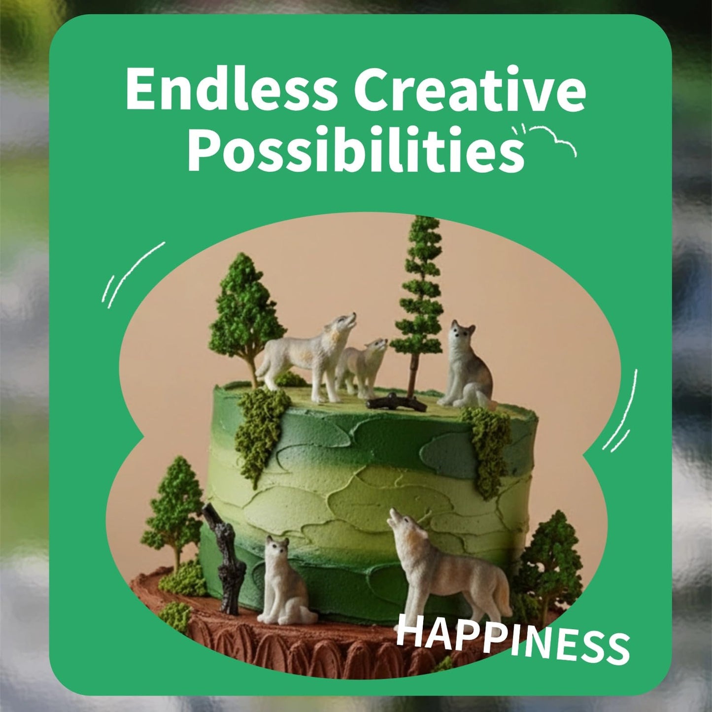 Woodland Wolf Figurines Small Resin Set, Wolf Figures Miniature with Model Trees Kit, Wolves Coyote Forest Animals Miniature Wolf Pack for Cake Toppers Diorama Projects Terrarium Landscape Decor 12Pcs