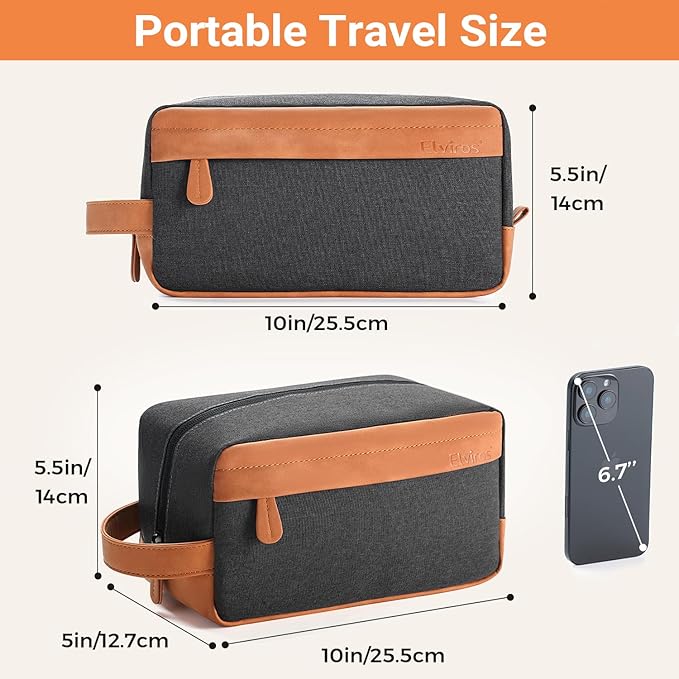 Elviros Hanging Travel Toiletry Bag Gift for Men,Mens Toiletries Bag Gifts Set Shaving Dopp Kit Water-resistant Bathroom Toiletries Organizer PU Leather Cosmetic Bags 2 Pack