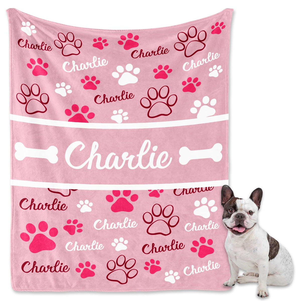 GlisterGlow Personalized Dog Blanket, Customized Pet Blankets with Name Picture, Throw Blanket for Small Medium Large Dog Puppy Cat