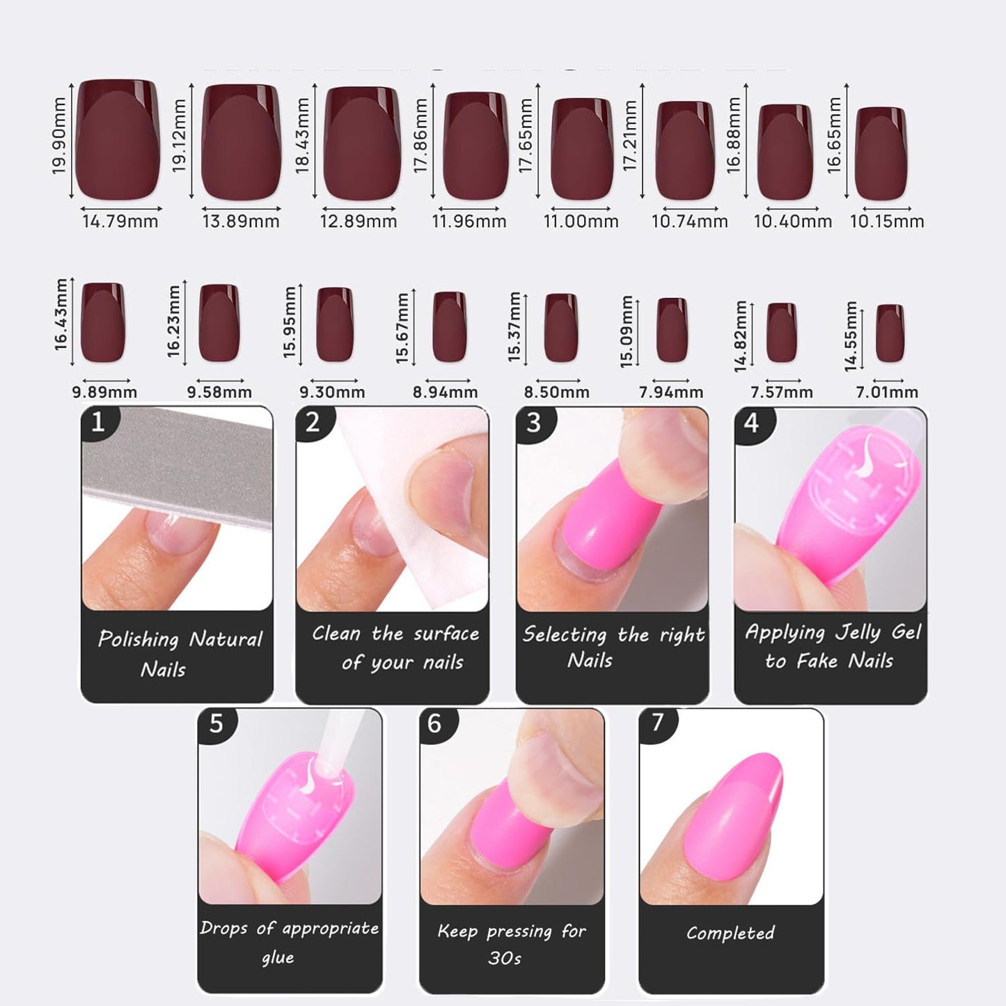 Black Press on Nails Short Square - Black Nails with Glossy French Tips in a Matte Finish, Soft Gel Fake Nails Glue On Nails in 16 Size - 32PCS Soft Gel Glue On Nails Kit