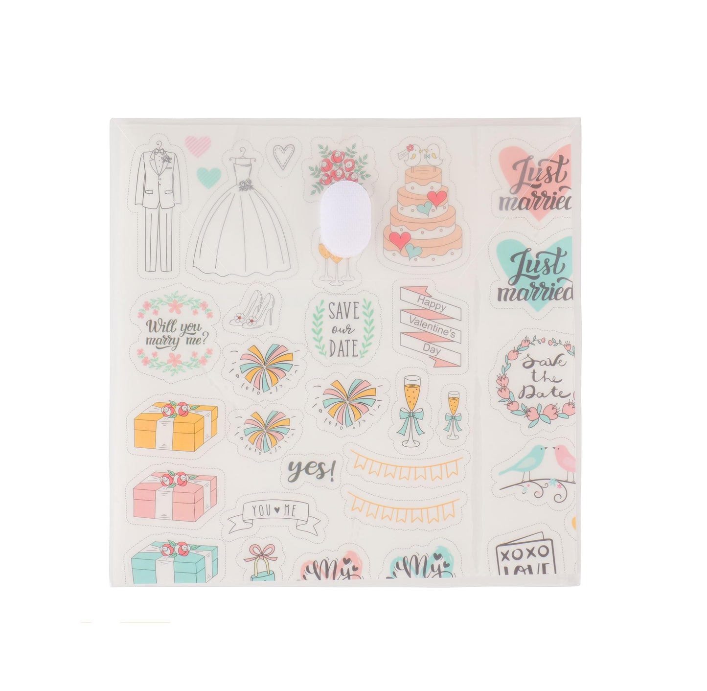 YESSART 7 x 7 Square Clear Plastic Envelopes Die Cut Stencil Storage Holder 20 Pack Hook Loop Closure