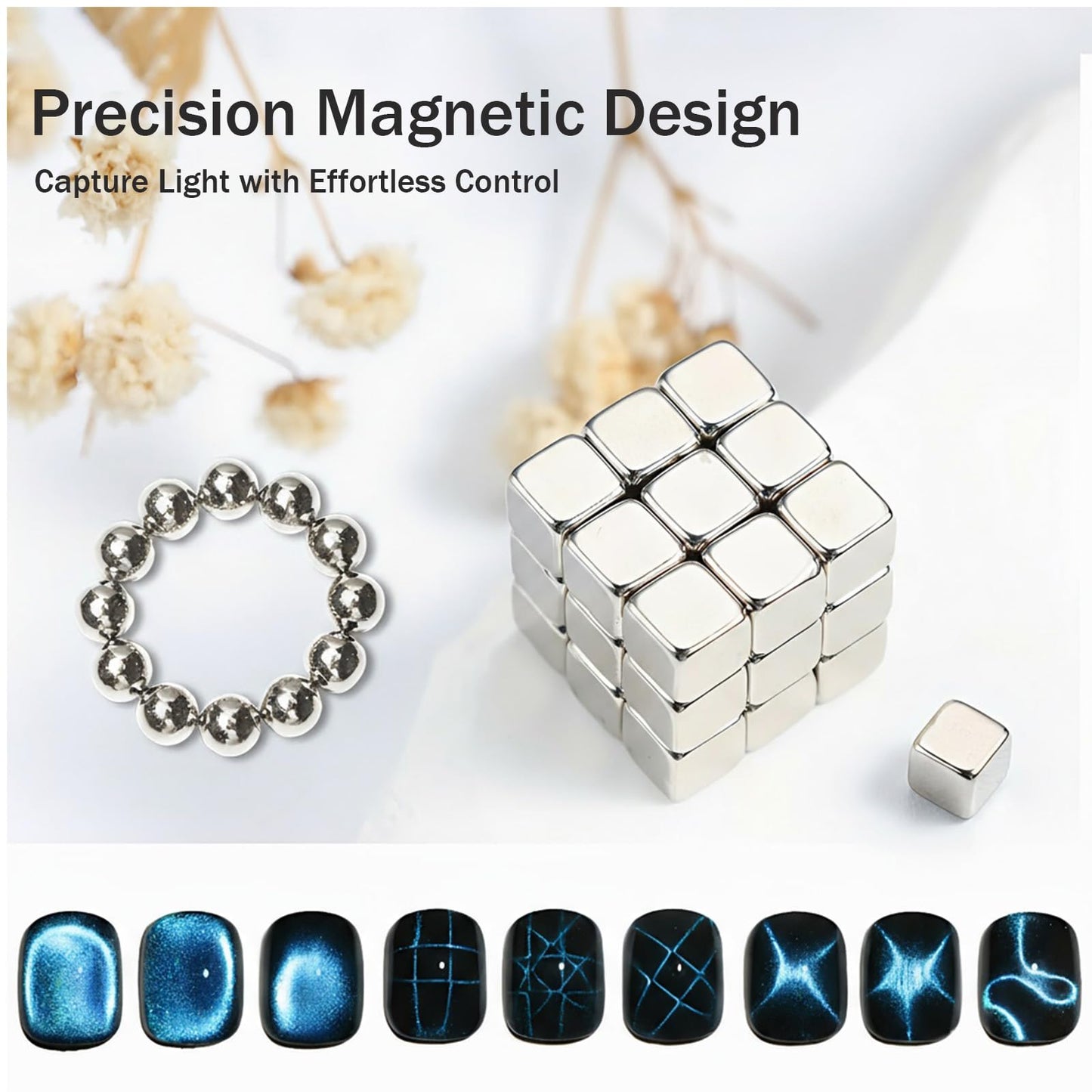 Cat Eye Magnet for Nails,12 PCS Cateye Magnets, Cat Eye Gel Nail Polish Magnet Tools (12 PCS)