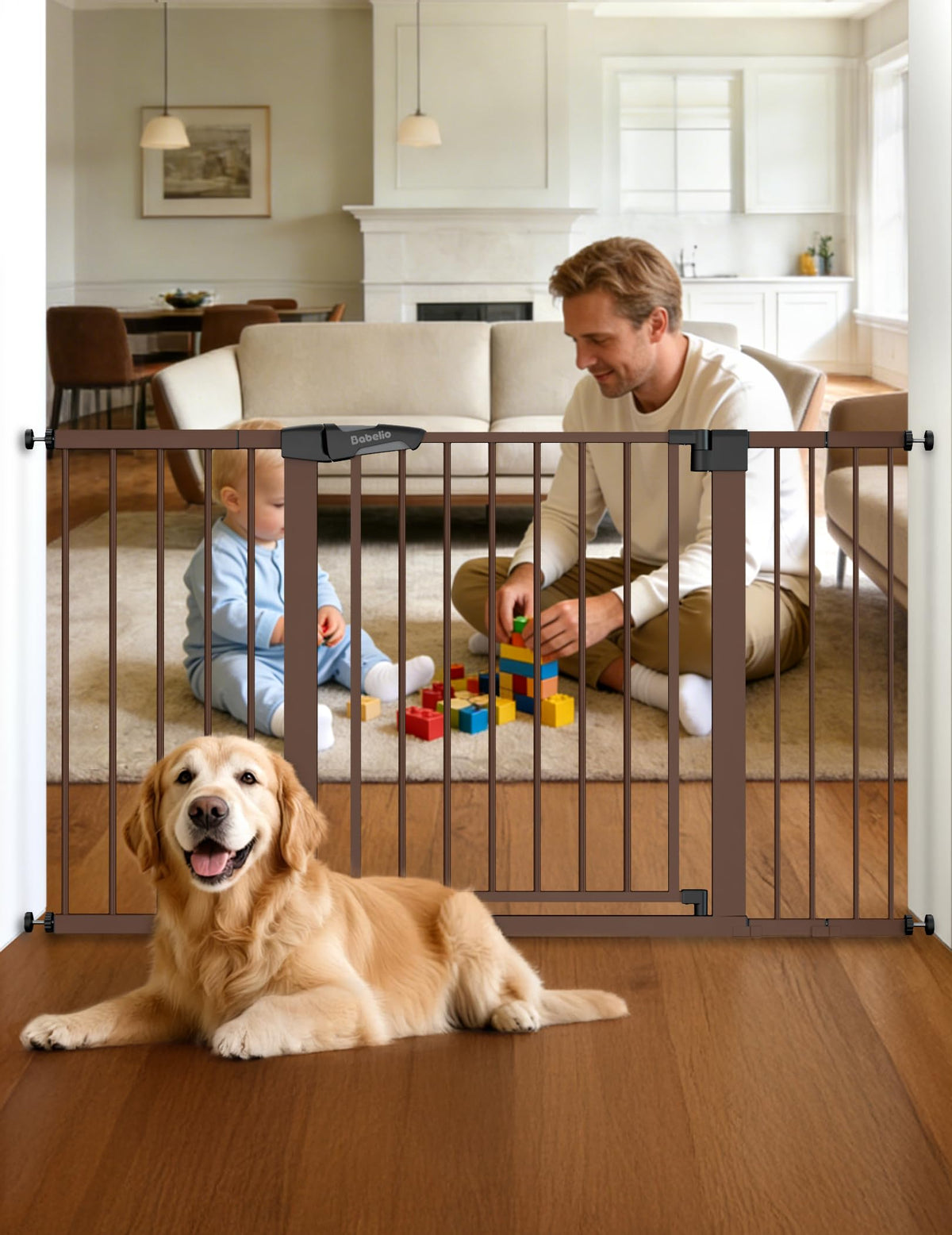 Babelio 29-43" Baby Gate for Stairs, PressGuard P7 Pet Gate, Black