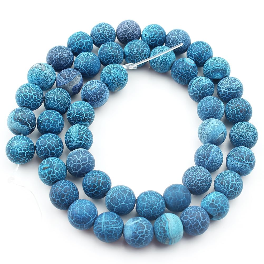 6mm Deep Blue Matte Oxidized Natural Stone Beads Round Loose Beads for Jewelry Making Yochus DIY Beads Bracelet Necklace