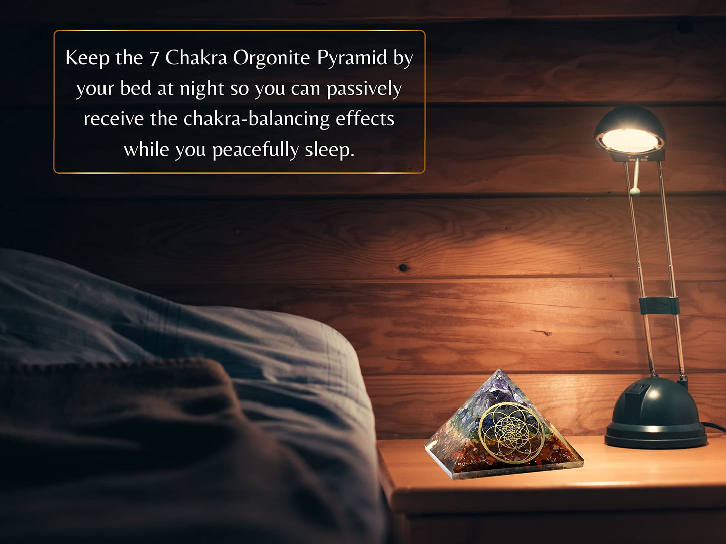 Amazing Gemstone Large Orgone Pyramid | Natural Chakra Pyramid Crystal | Seed of Life Orgonite Pyramid | Organ Pyramids Positive Energy Healing