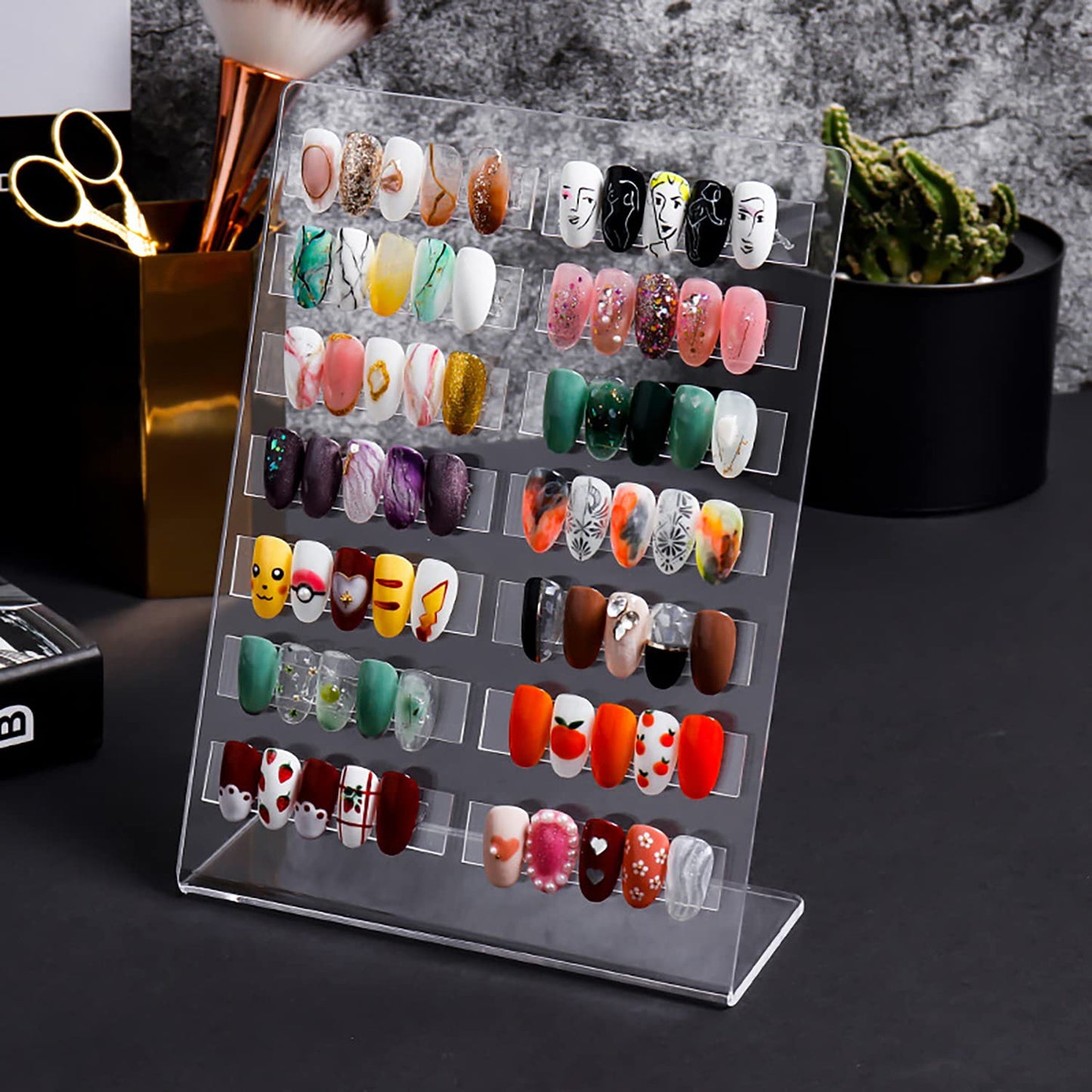 Nail Polish Rack 14 Lattice Nail Art Display Board Clear Acrylic Removable Holder Shelves Display Rack Stand for Nail Art Nail Table Mesa Para Manicura Profesional