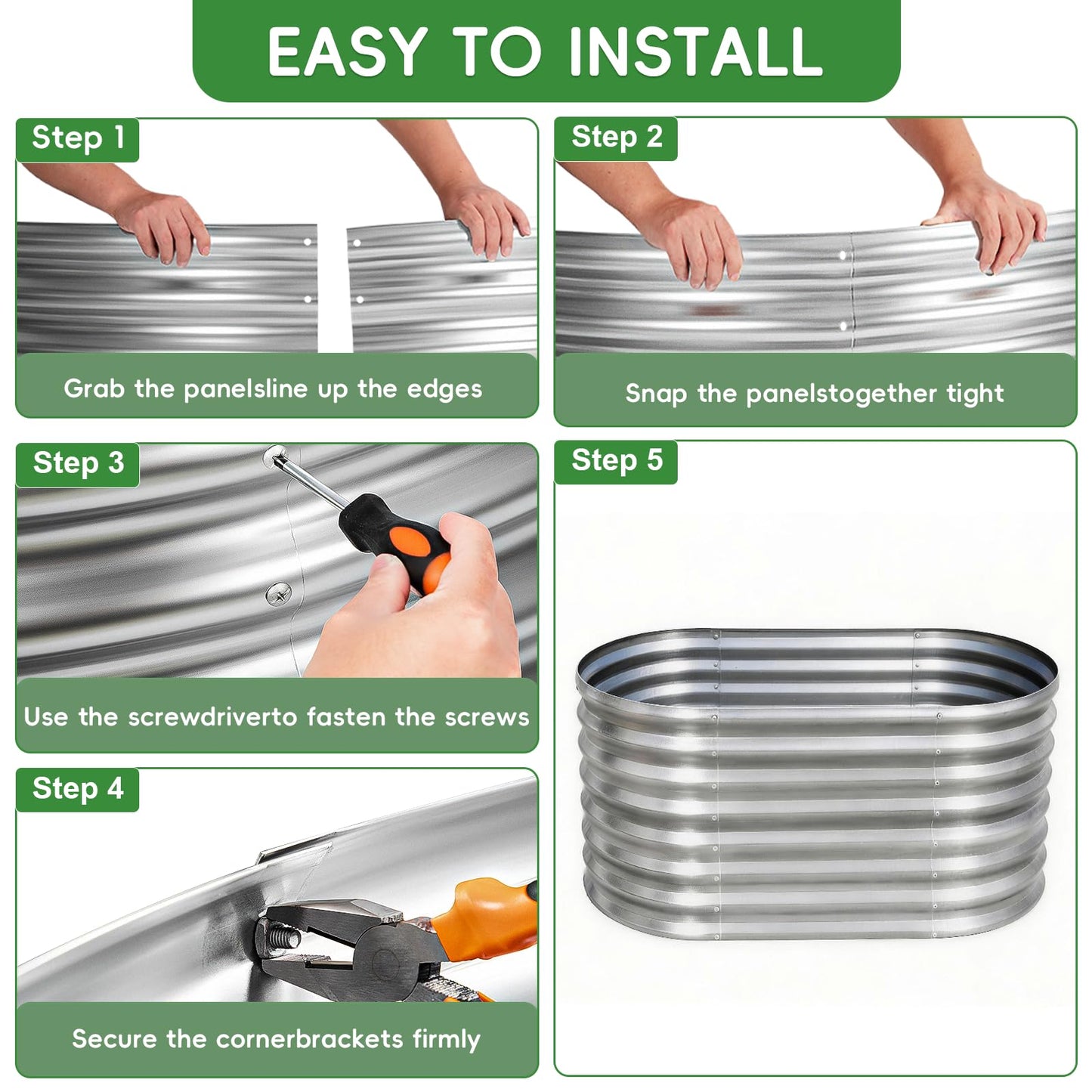 AHEONLAR 3Pack 3x2x2ft Galvanized Raised Garden Beds Outdoor, Oval Raised Beds for Gardening Metal Planter Boxes for Planting Vegetables, Fruit, Herb, Silver