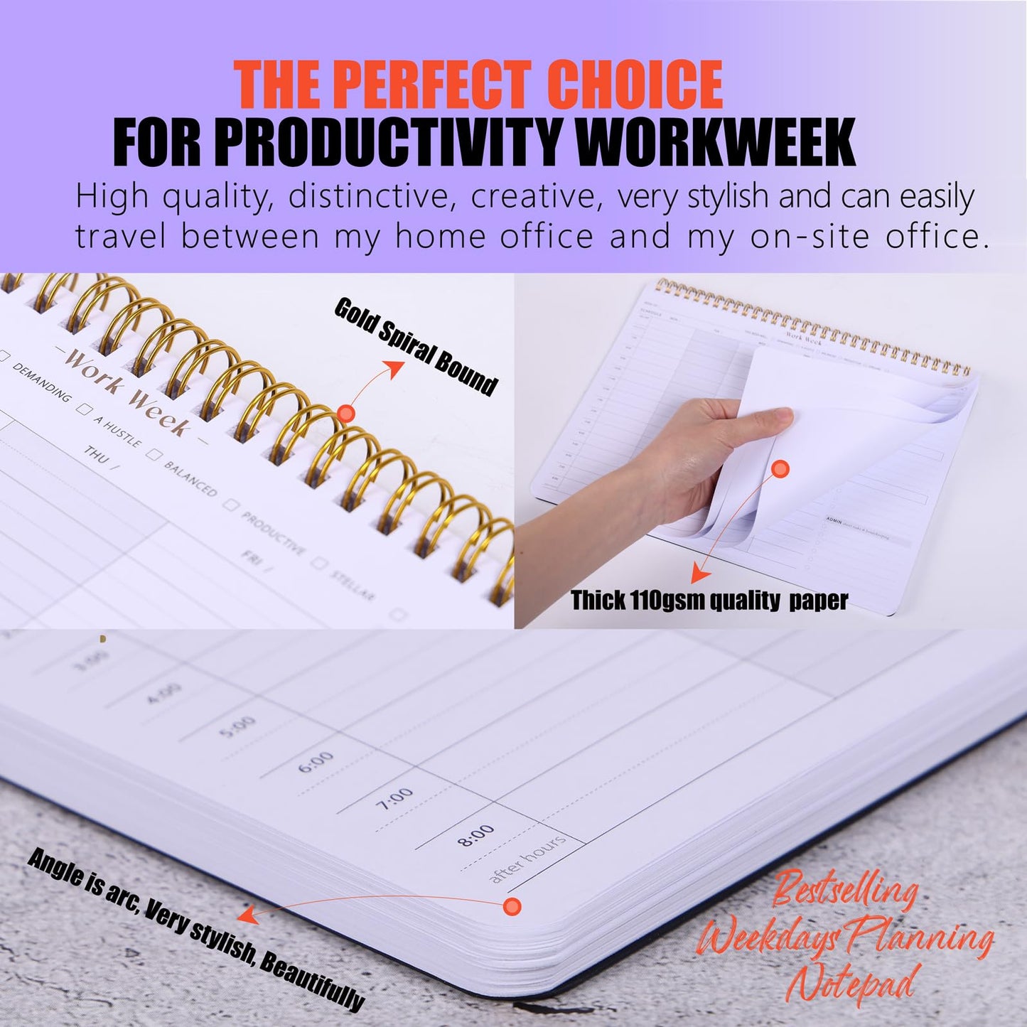 Weekly To Do List Planner with Hourly Schedule - A4 Workweek Desk Pad, 54 Sheets Weekday Planning Notepad, Workday Appointment Planner Book to Organize Your Daily Productivity - Undated Agenda