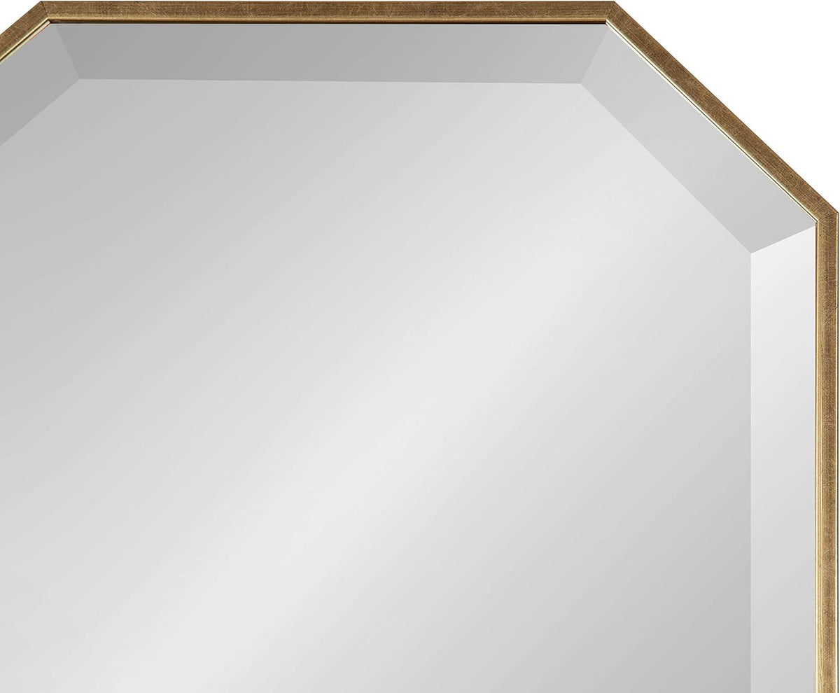 Kate and Laurel Rhodes Modern Full Length Framed Octagon Wall Mirror, 16 x 48, Gold, Decorative Glam Geometric Wall Accent