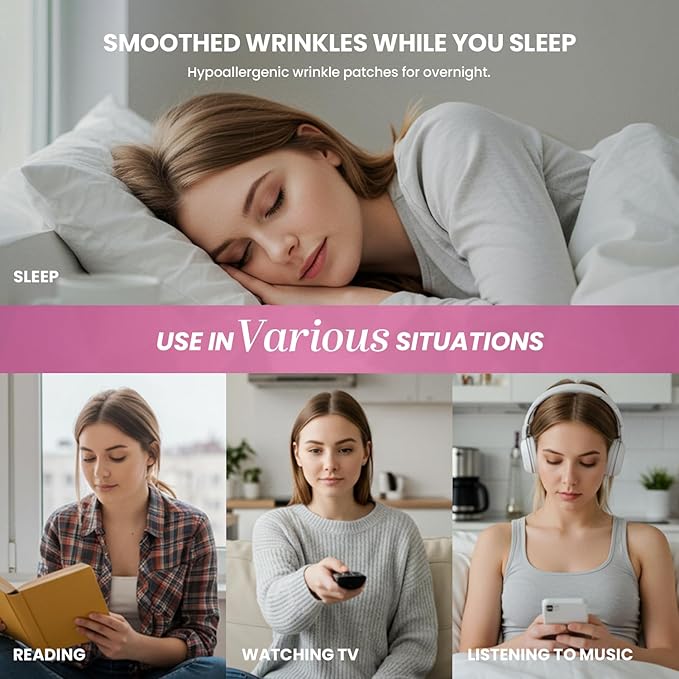 New Anti Facial Wrinkle Patches: Anti Wrinkle Patches Overnight - Smile Line Pathces - Facial Wrinkle Patche for Forehead, Smile Line, Under Eye ((1 Count (Pack of 144))