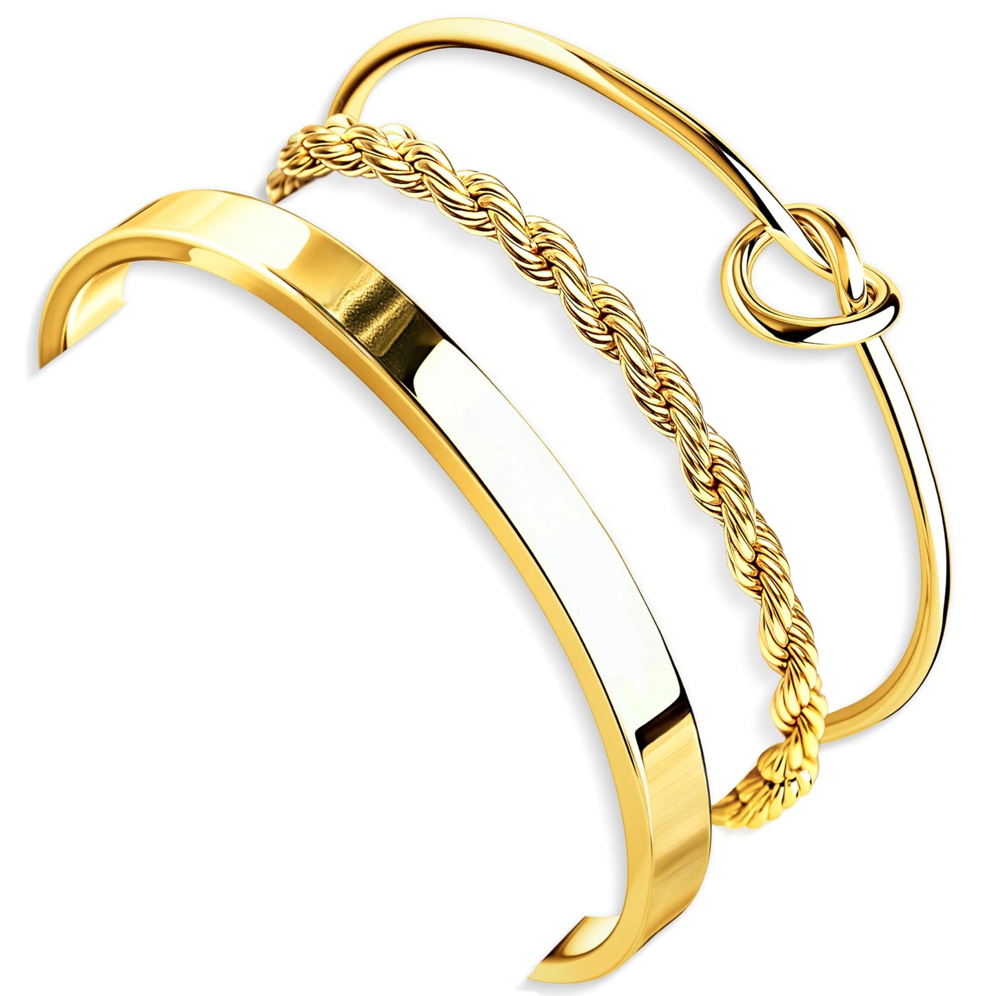 Poxtex Gold Bangle Bracelets Stack for Women, Gold Cuff Link Chain Bracelets, Trendy Waterproof Jewelry Gifts Adjustable