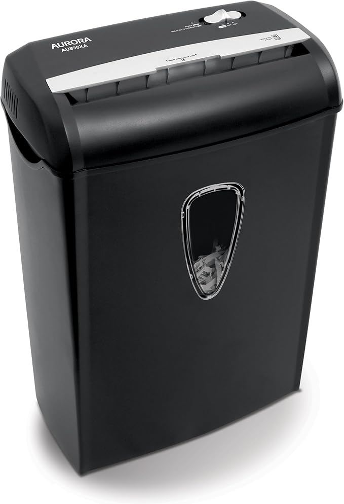 Aurora AU890XA 8-Sheet Crosscut Paper and Credit Card Shredder with Wastebasket
