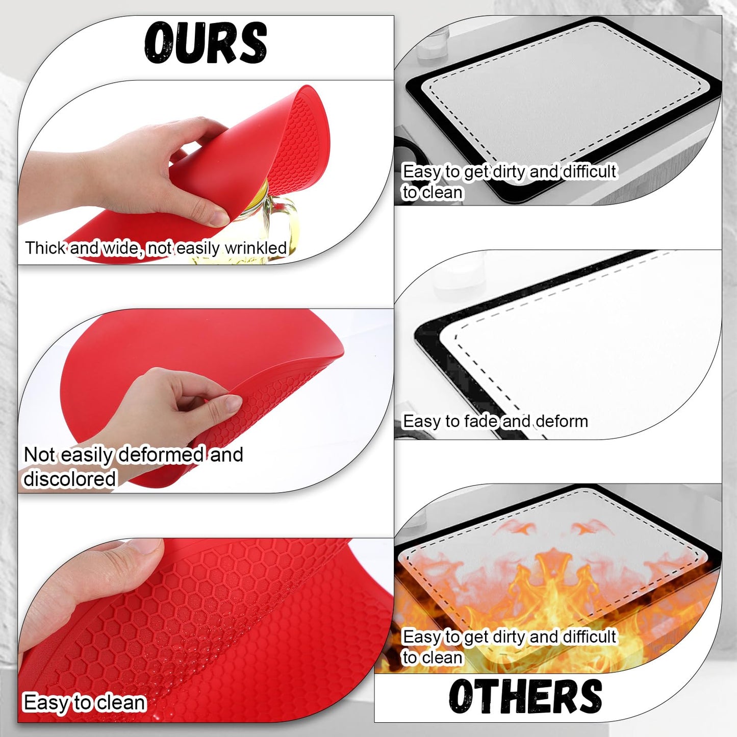 12 inch Non Stick Turntable Safe Baking Mat, Silicone Microwave Mats, Heat Resistant Multifunctional Mat for Kitchen, Non-Slip Silicone Trivet, Dishwasher Safe, Splatter Guard, Red 1 Pcs