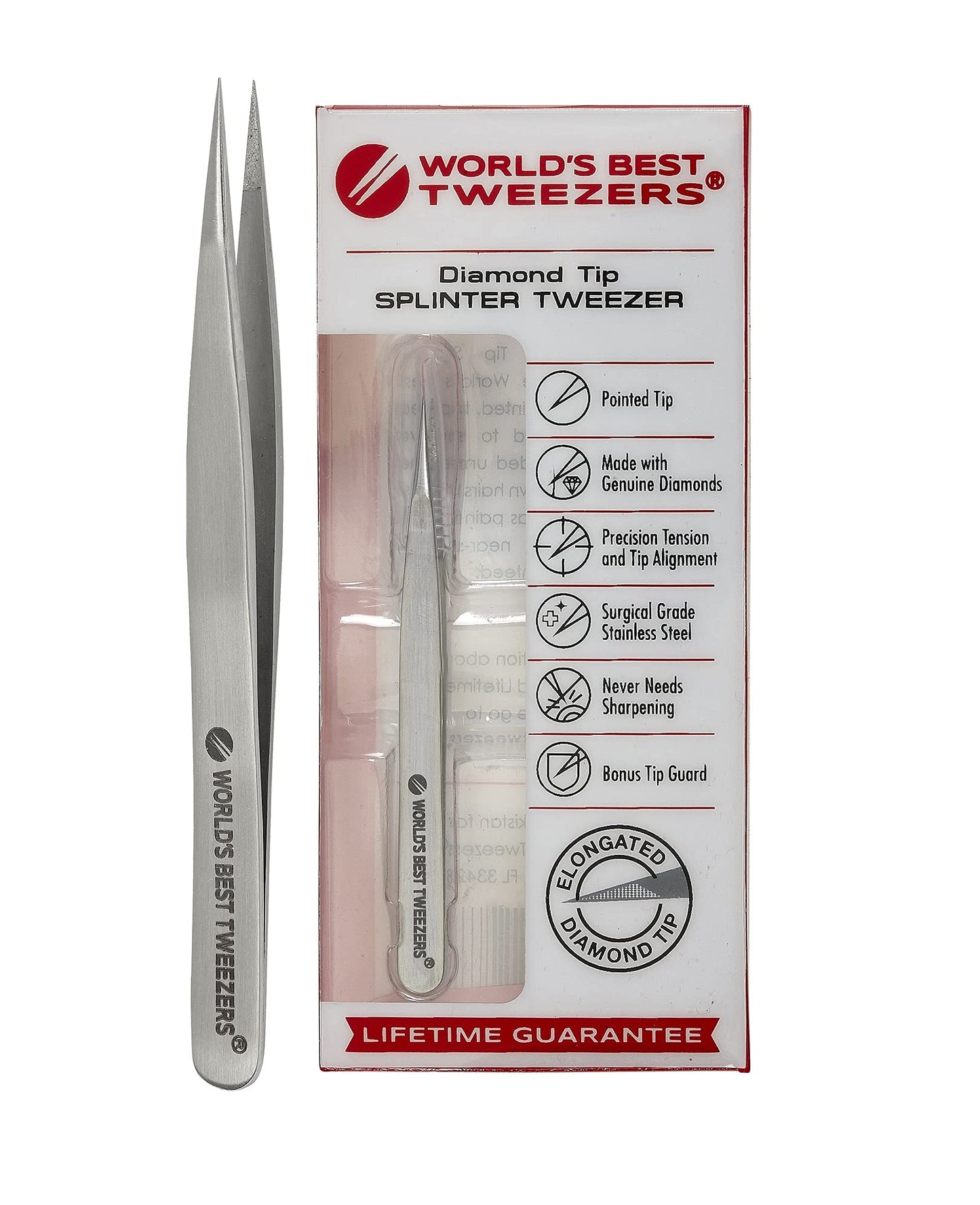 World's Best Tweezers Diamond Tip Splinter Tweezer (Professional)