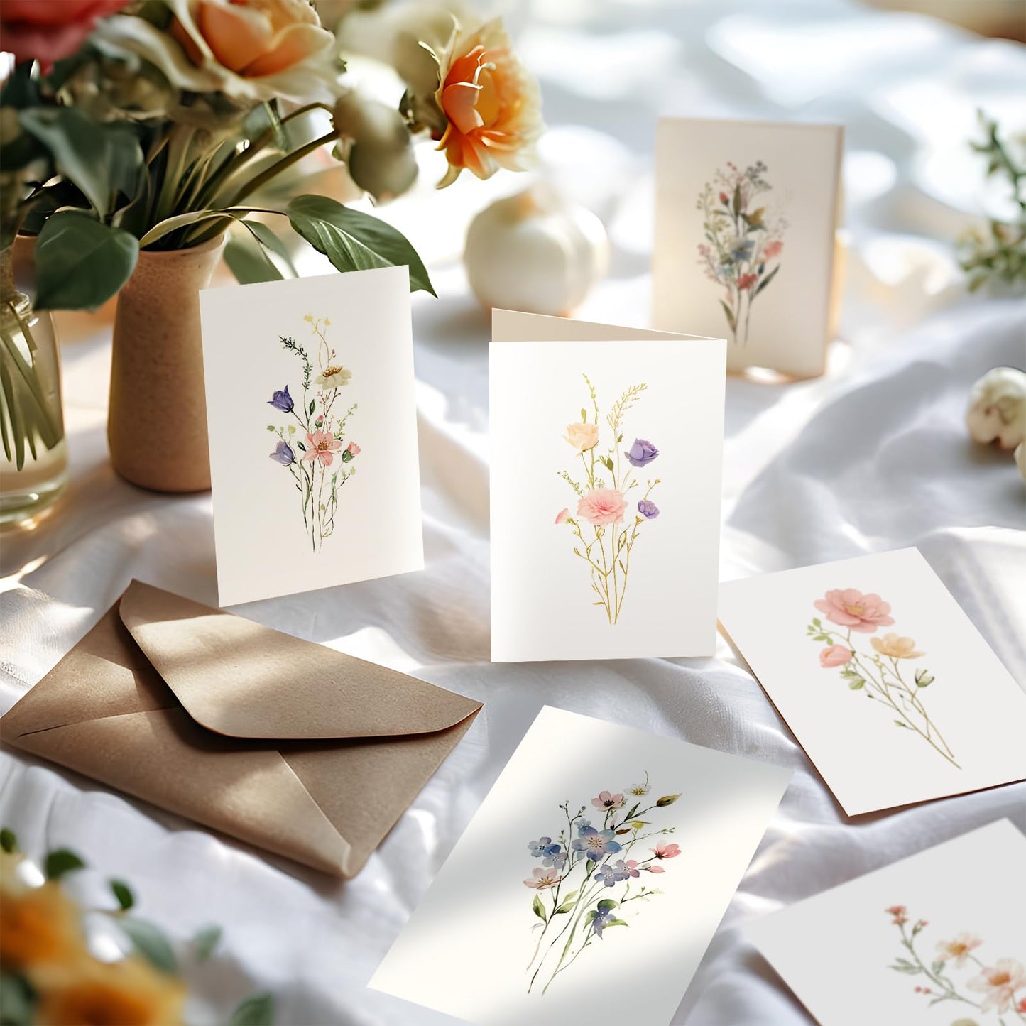 XXINMOH 100 PACK Blank Cards with Envelopes, Blank Greeting Cards 4x6, Beautiful Blank Greeting Cards, Elegant Floral Note Cards with Peel-and-Seal Envelopes, Empty Stationary Set For All Occasions