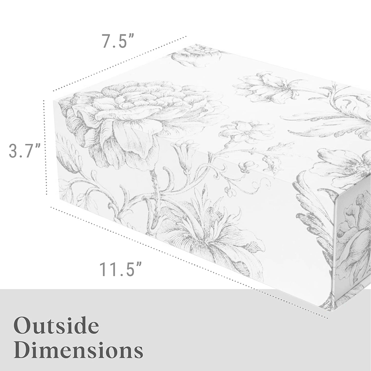 Sorarto Luxury Keepsake Gift Box | Silver Floral Decorative Boxes with Magnetic Lids for Presents, Wedding Memory Box, and Bridal Gifts. 11.5" x 7.5" x 3.5"