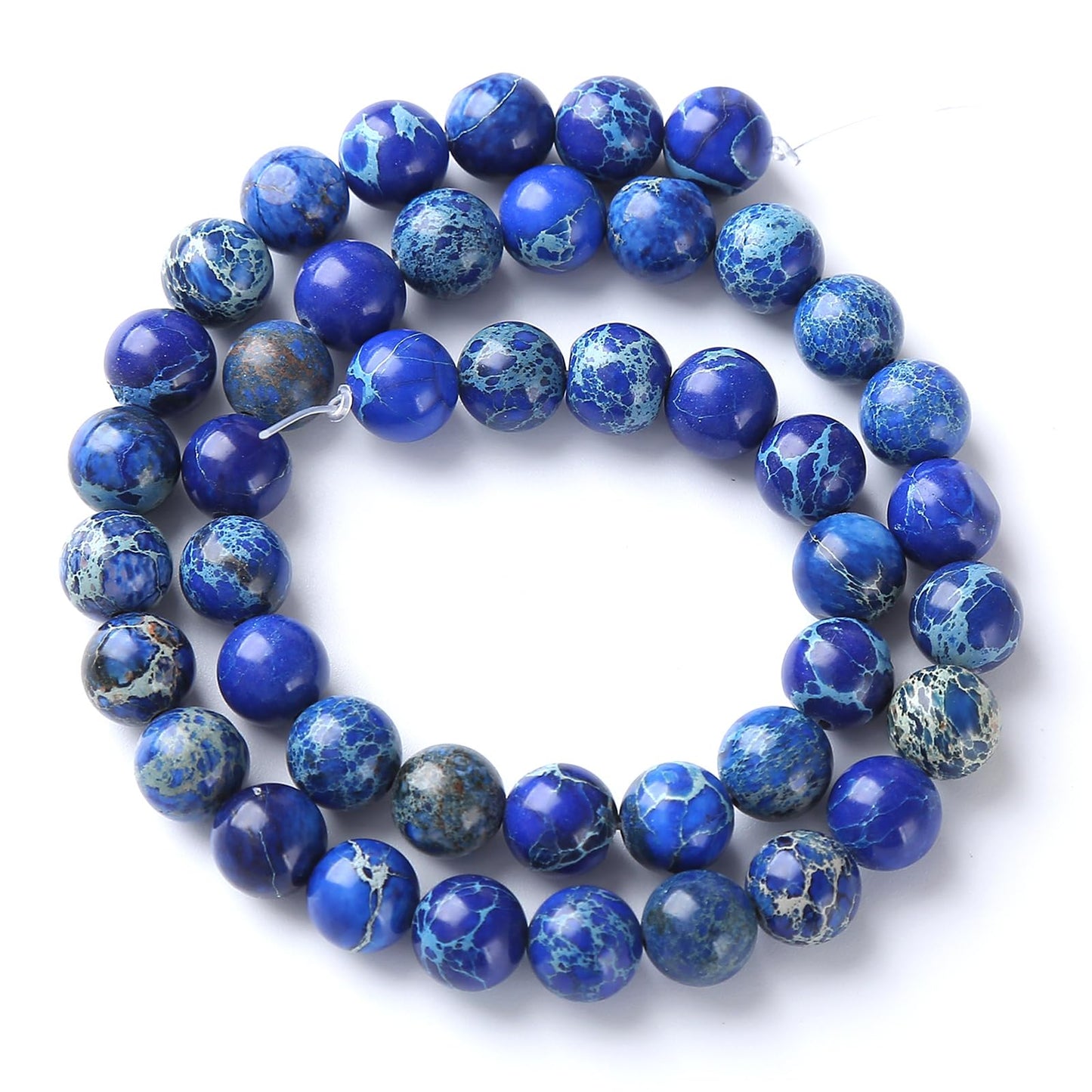 8MM 45PCS Natural Stone Blue Sea Sediment Jasper Loose Beads for Jewelry Making DIY Bracelet