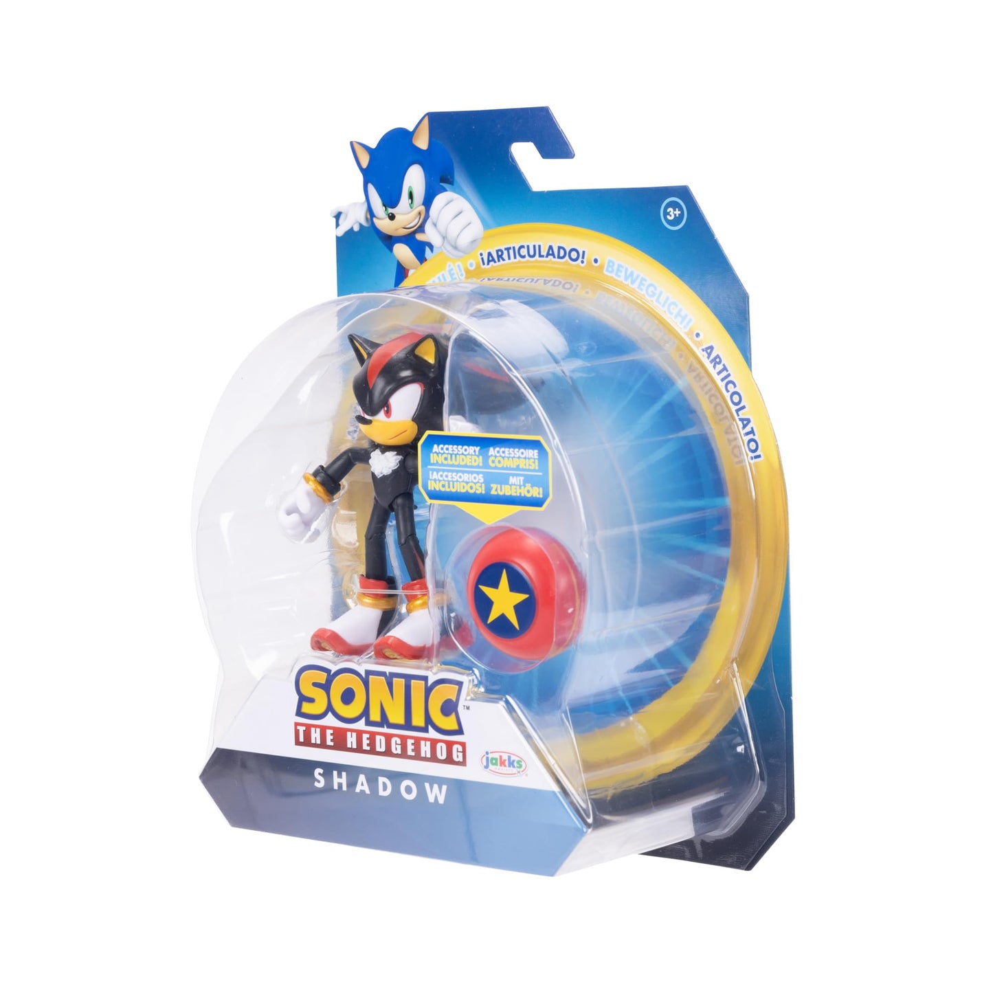 Sonic the Hedgehog 4-inch Shadow Action Figure with Star Spring Accessory. Ages 3+ (Officially licensed by Sega)